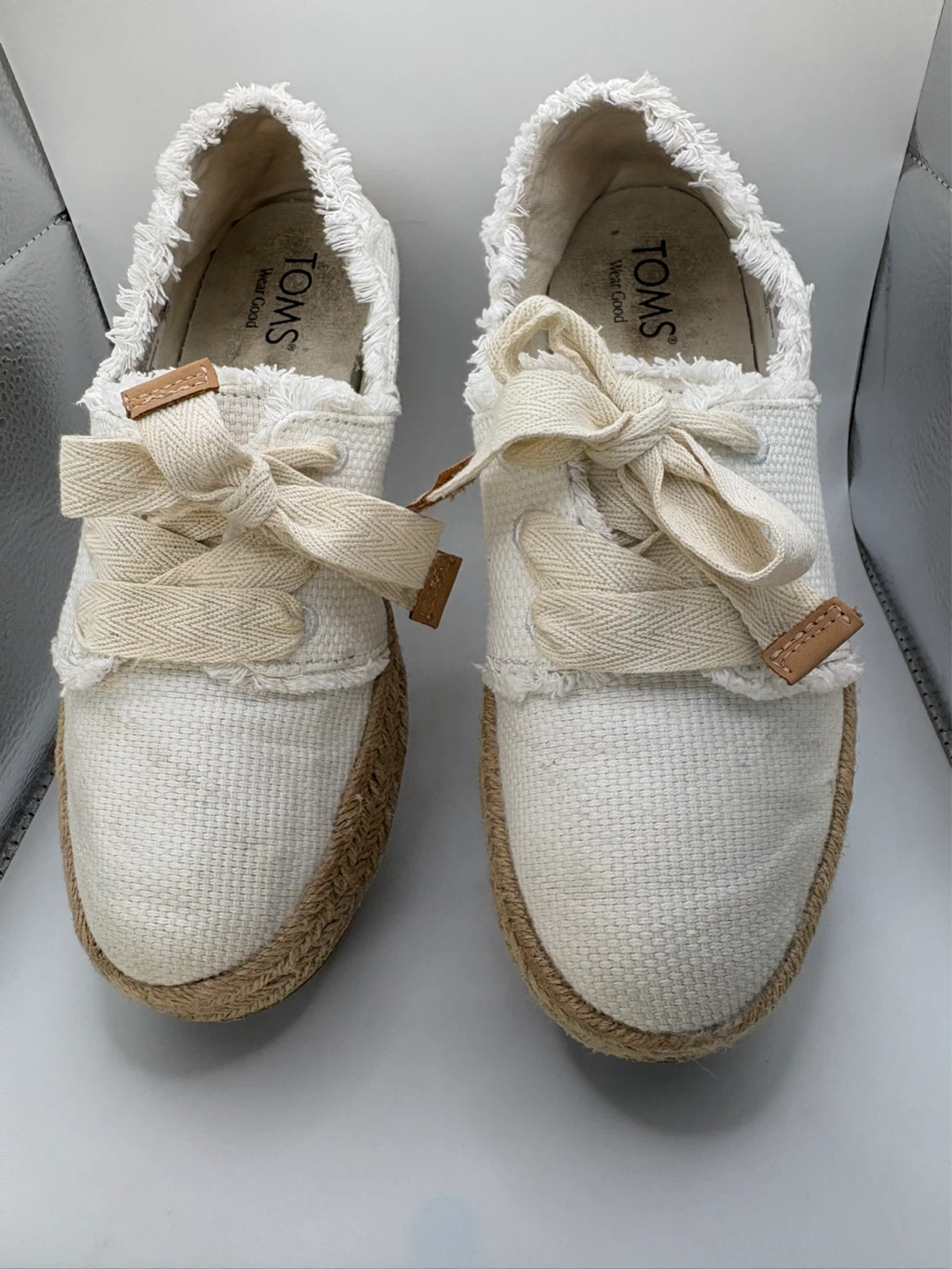 7.5 - TOMS White Canvas Espadrille Flats
