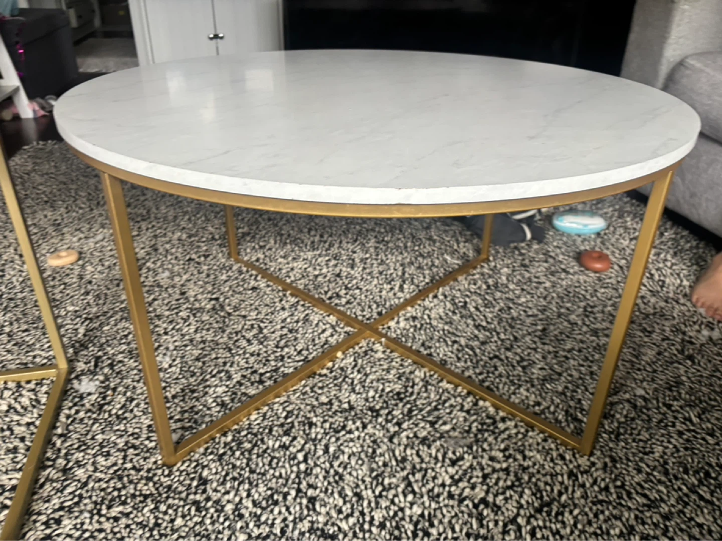 Marble Top Coffee Table and Side Table Set - photo 3