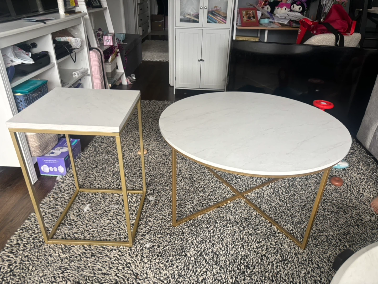 Marble Top Coffee Table and Side Table Set