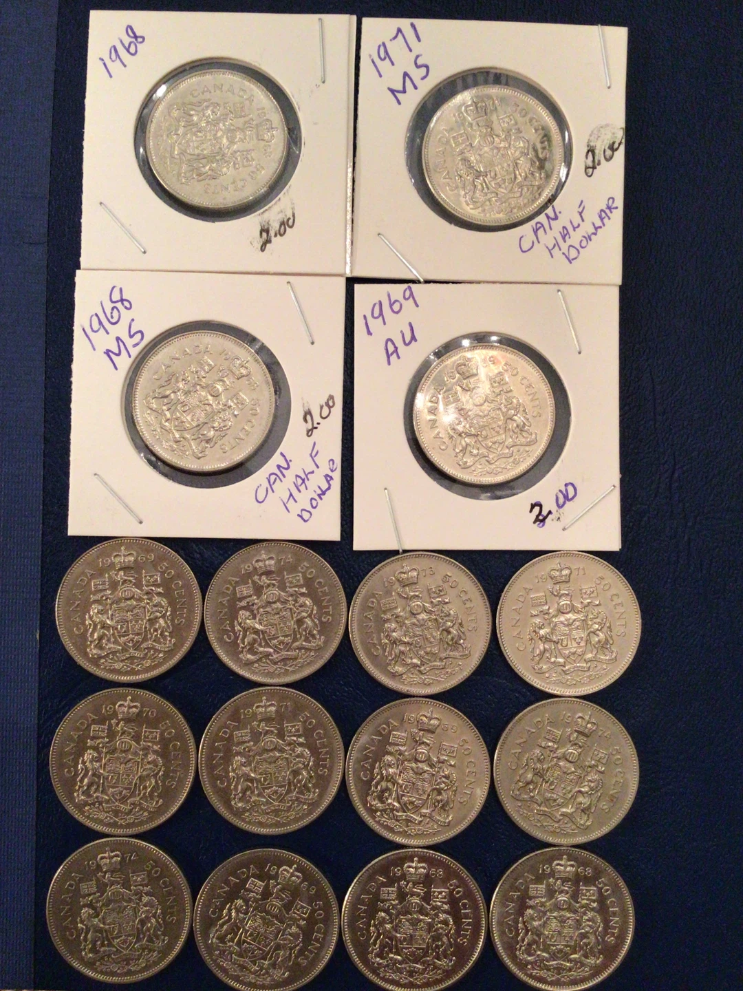 Vintage Canadian  50 Cent Coins - Various Years
