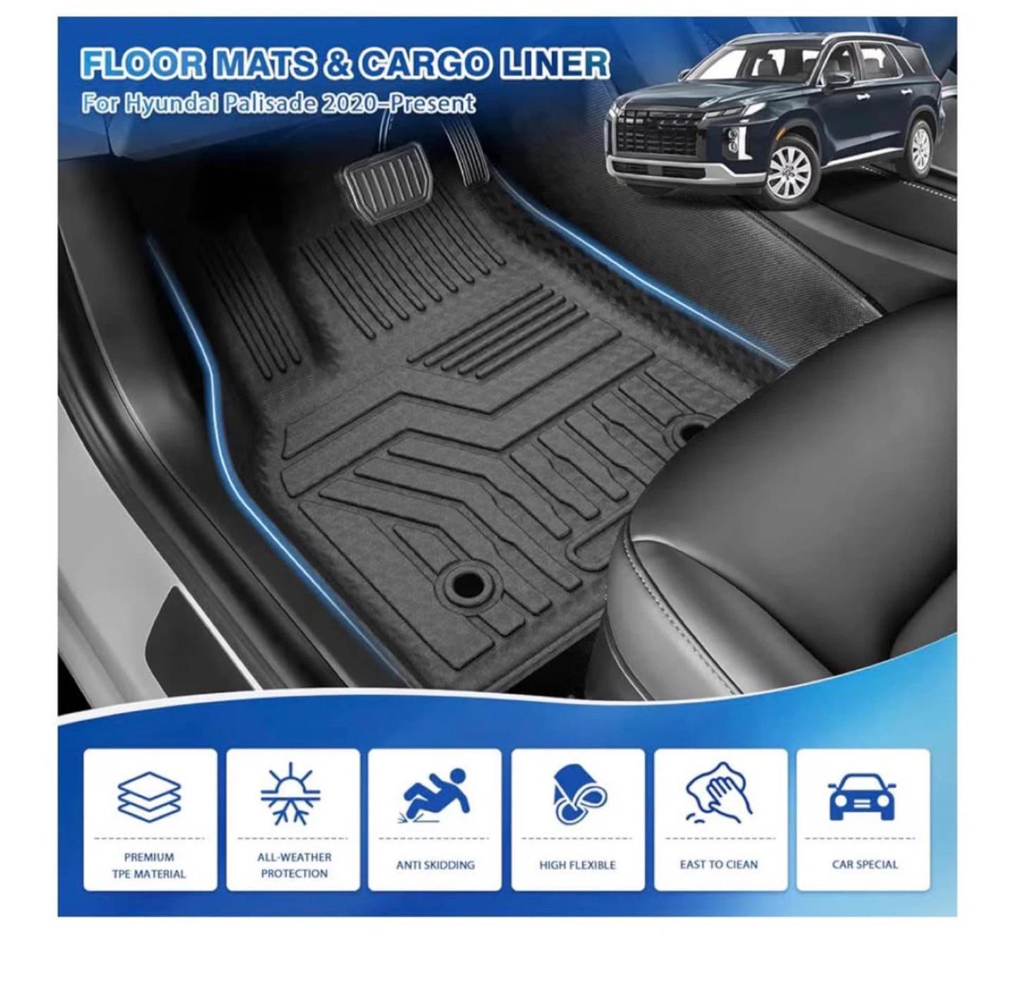 Floor Mats & Cargo Liner for Hyundai Palisade 2020-2025 - photo 2