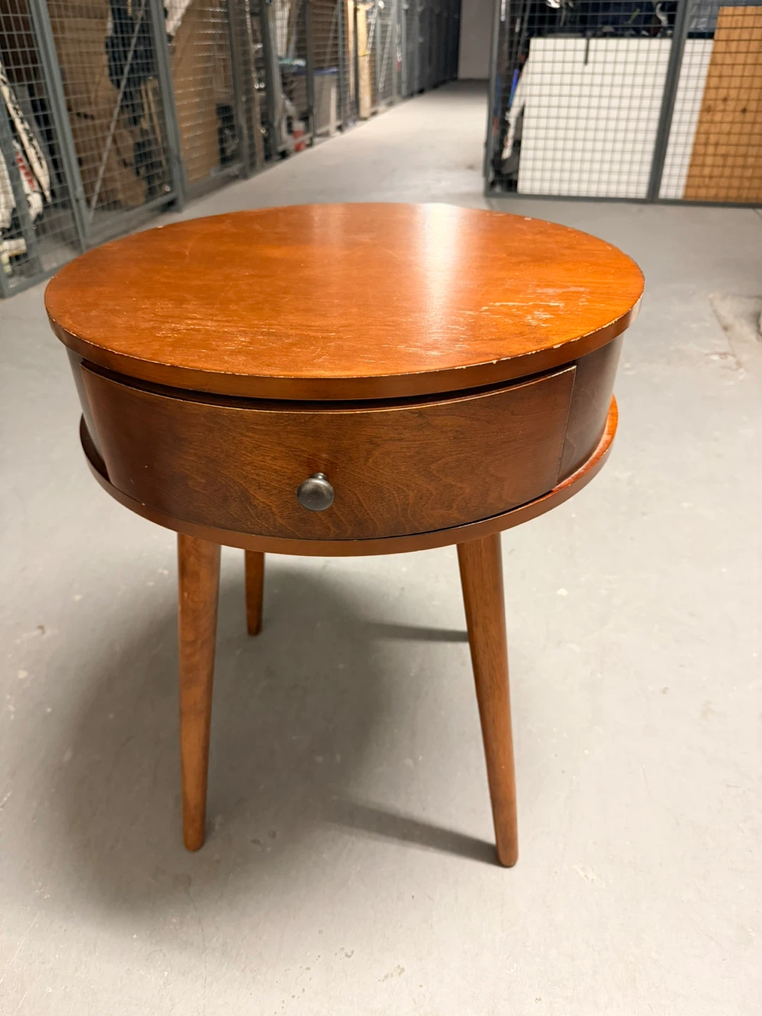 Round End Table with Drawer MCM