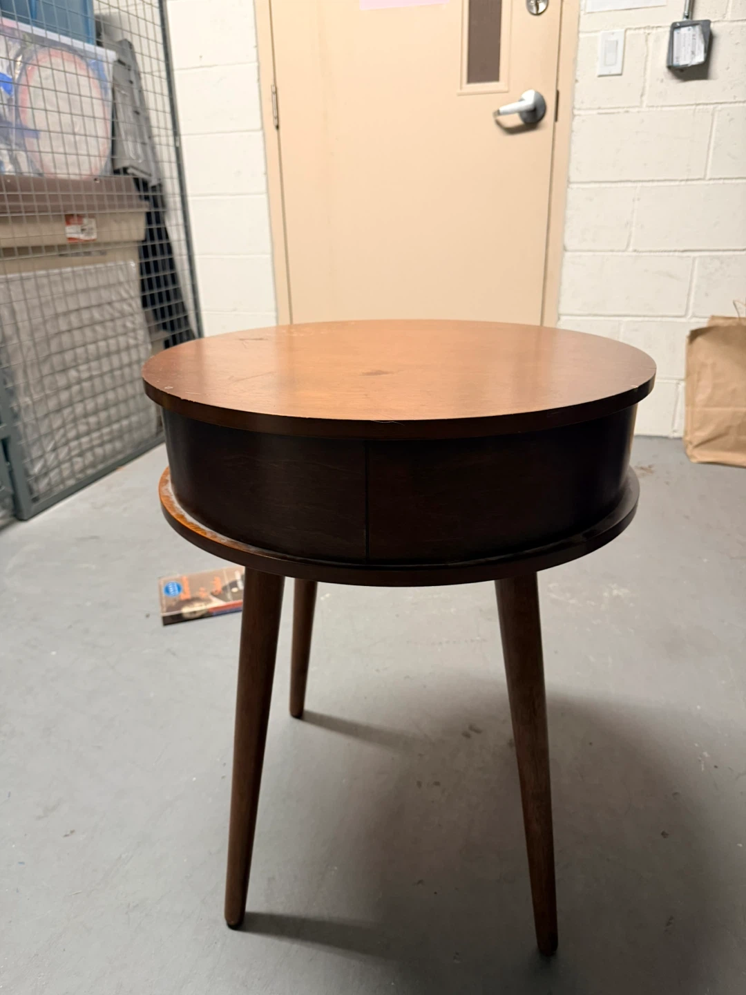 Round End Table with Drawer MCM - photo 3