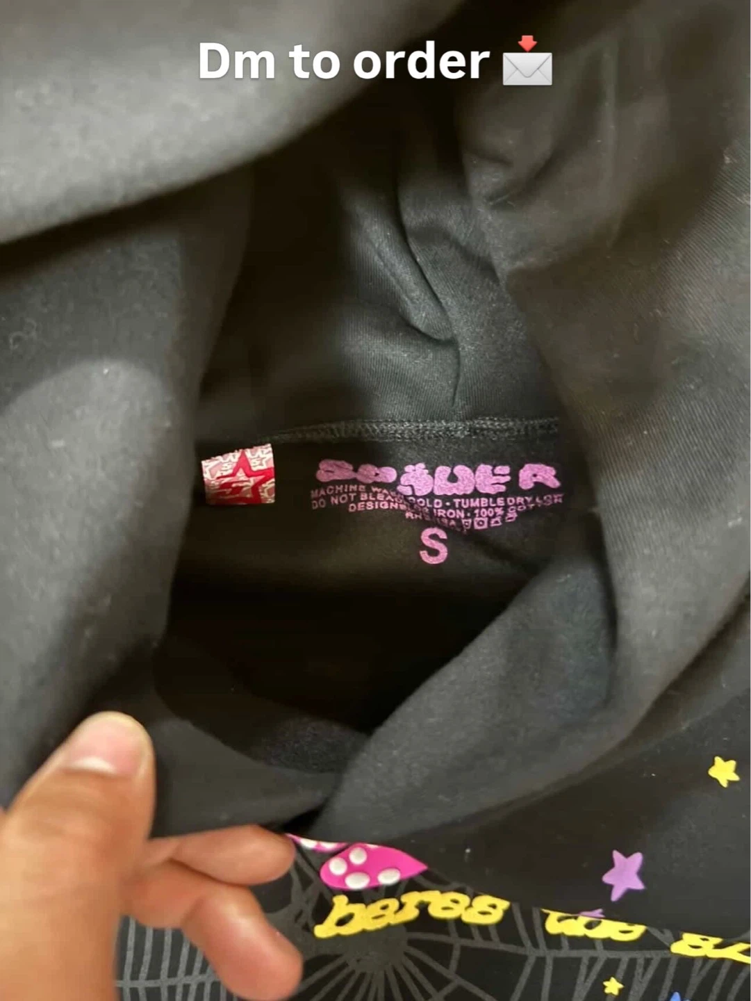 SP5DER BLACK HOODIE SIZE S - photo 4