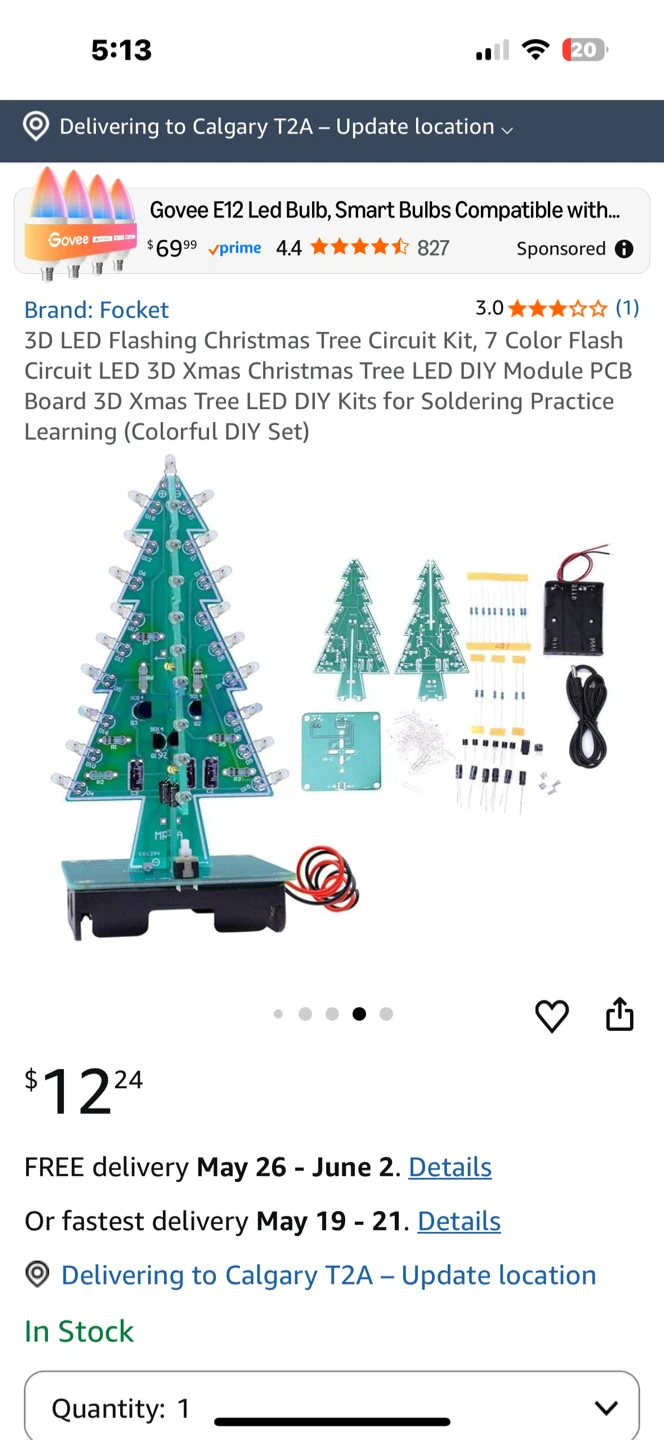 Focket 3D LED Flashing Christmas Tree Circuit Kit - photo 2