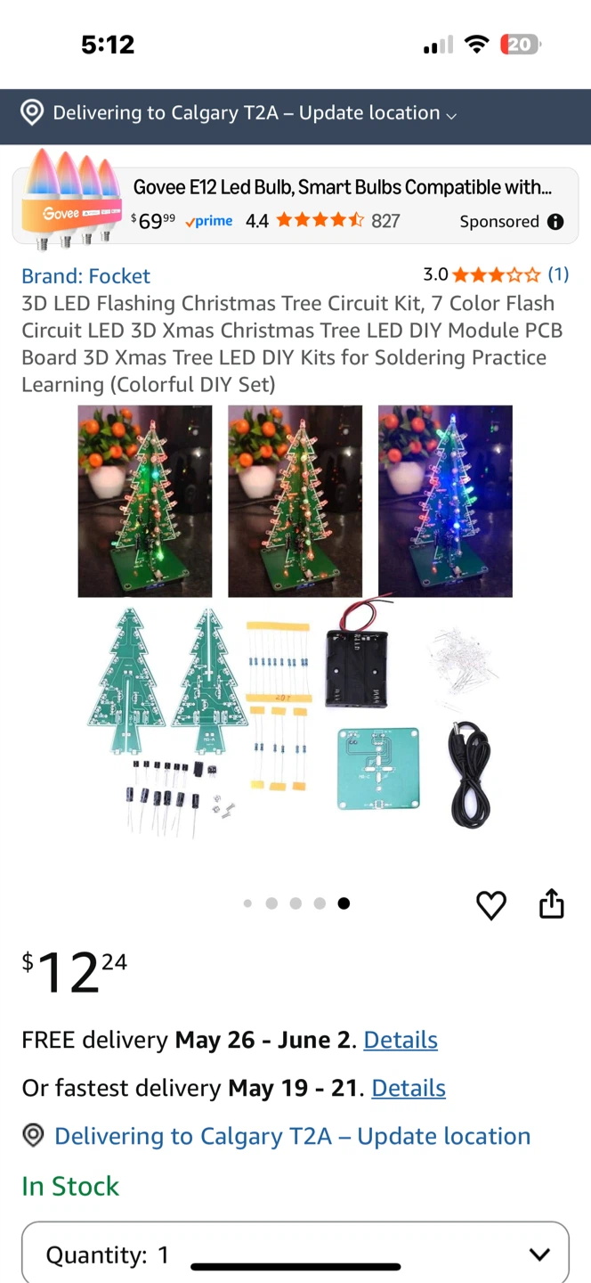 Focket 3D LED Flashing Christmas Tree Circuit Kit