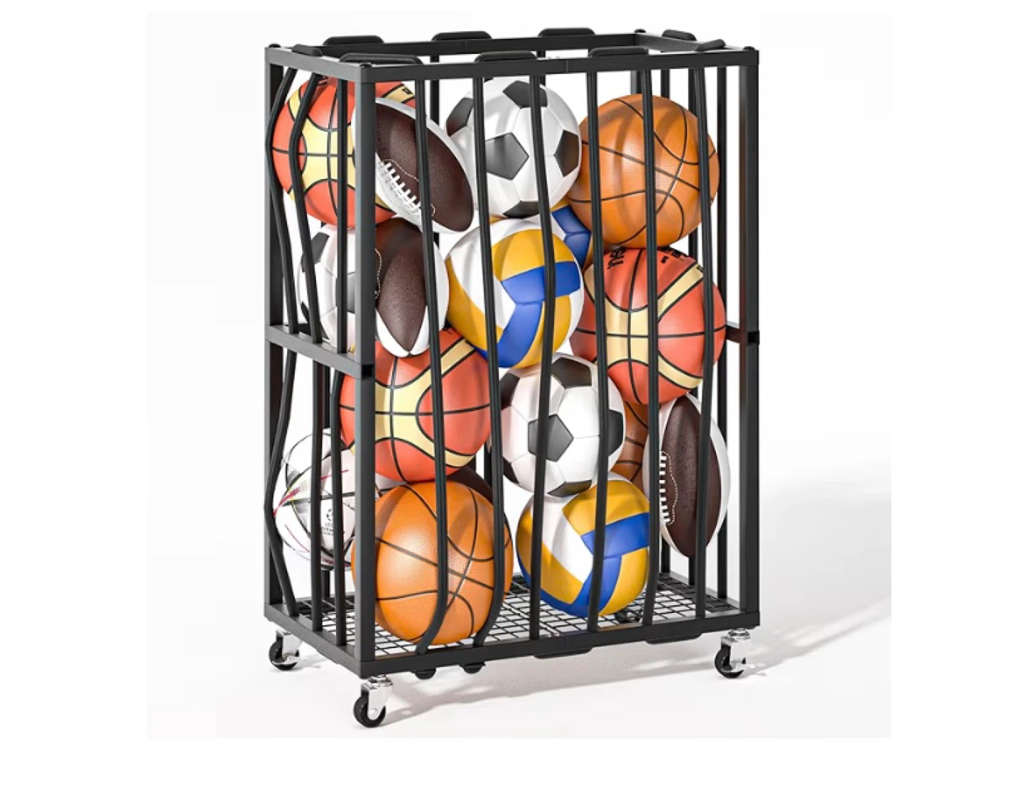 Sports Ball Storage Cart with Wheels