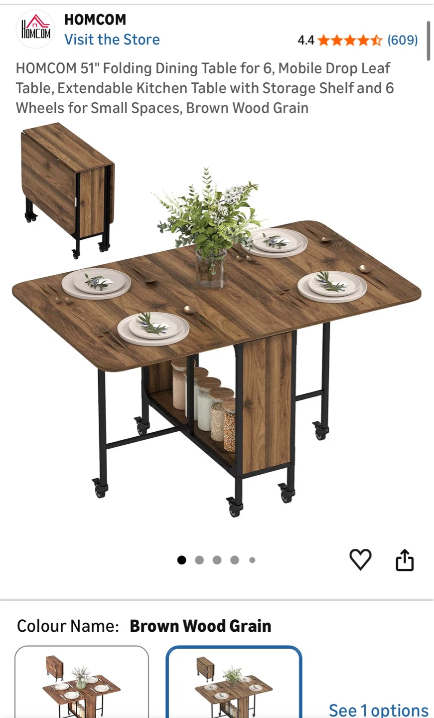 HOMCOM 51" Folding Dining Table - photo 3