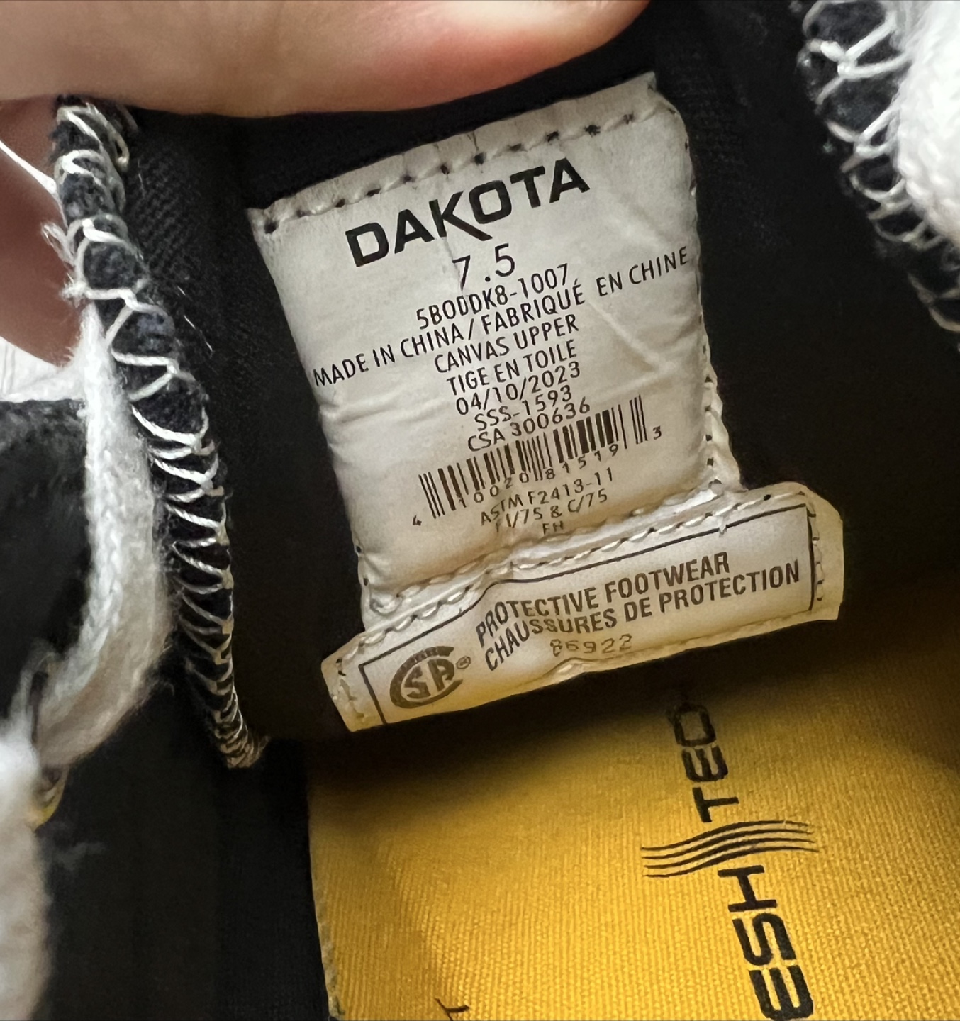 (Safety Shoes) Dakota Black Canvas Work Shoes - Size 7.5 - photo 2
