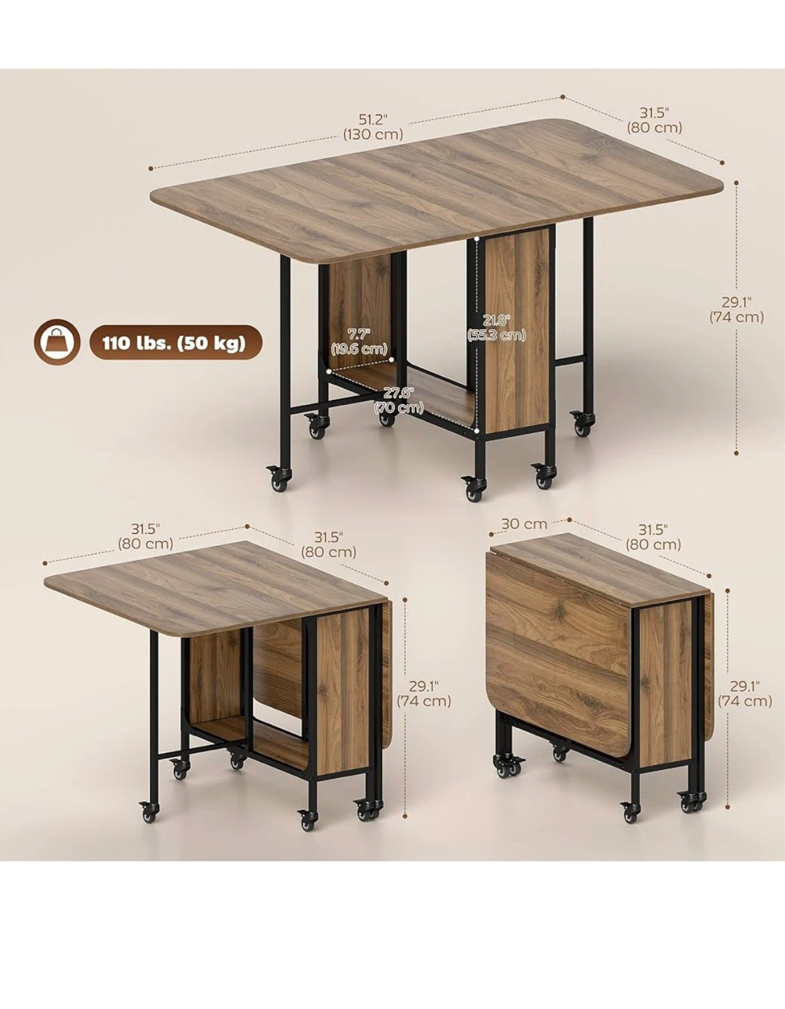 HOMCOM 51" Folding Dining Table - photo 5