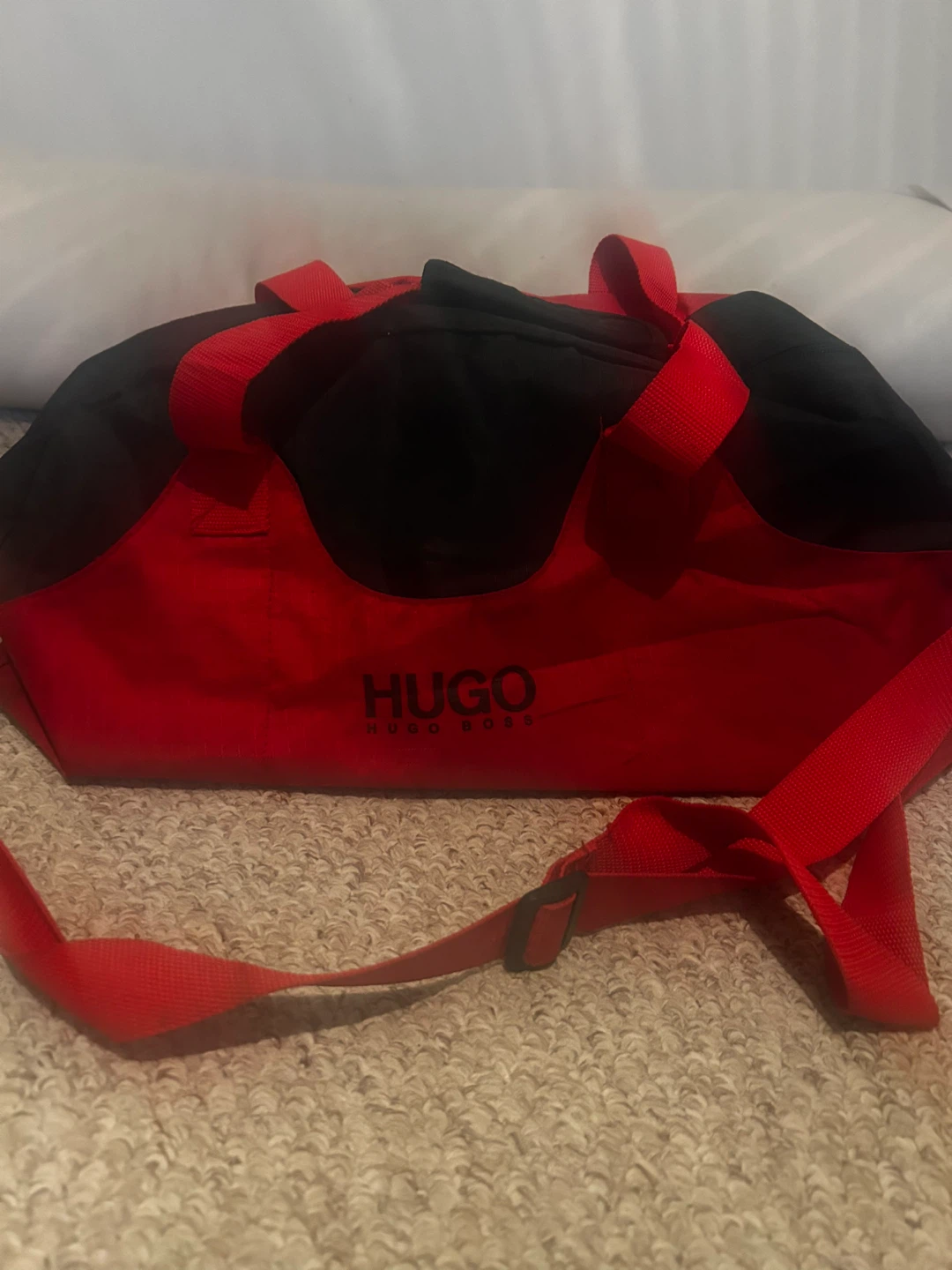 Hugo Boss Red and Black Duffle Bag Travel