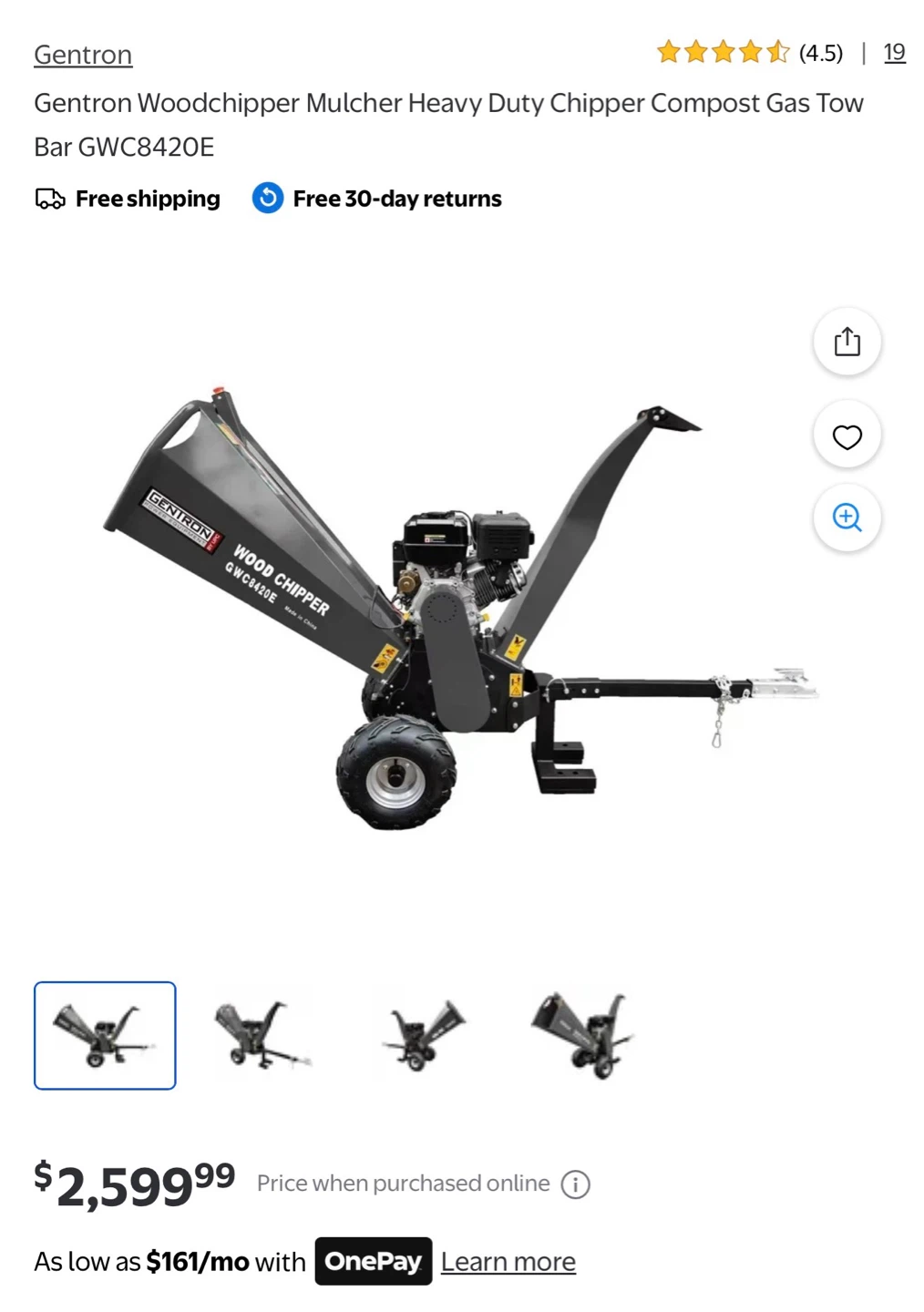 Gentron Wood Chipper Heavy Duty Gas Tow Bar GWC8420E - photo 5