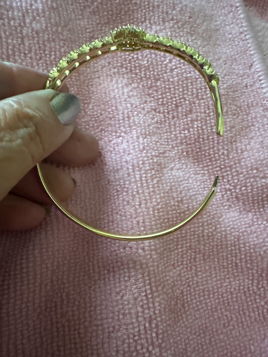 Sparkling 14kGold-laminated Bangle with CZ Crystals - photo 3