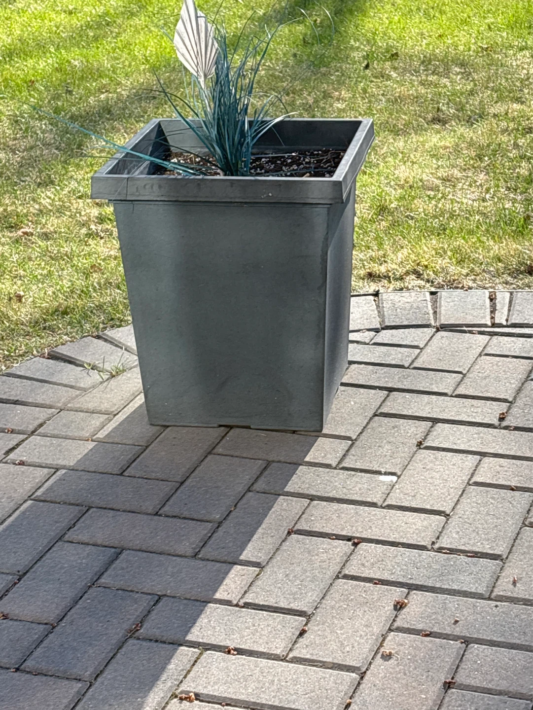 Dark Grey Square Planter Pot