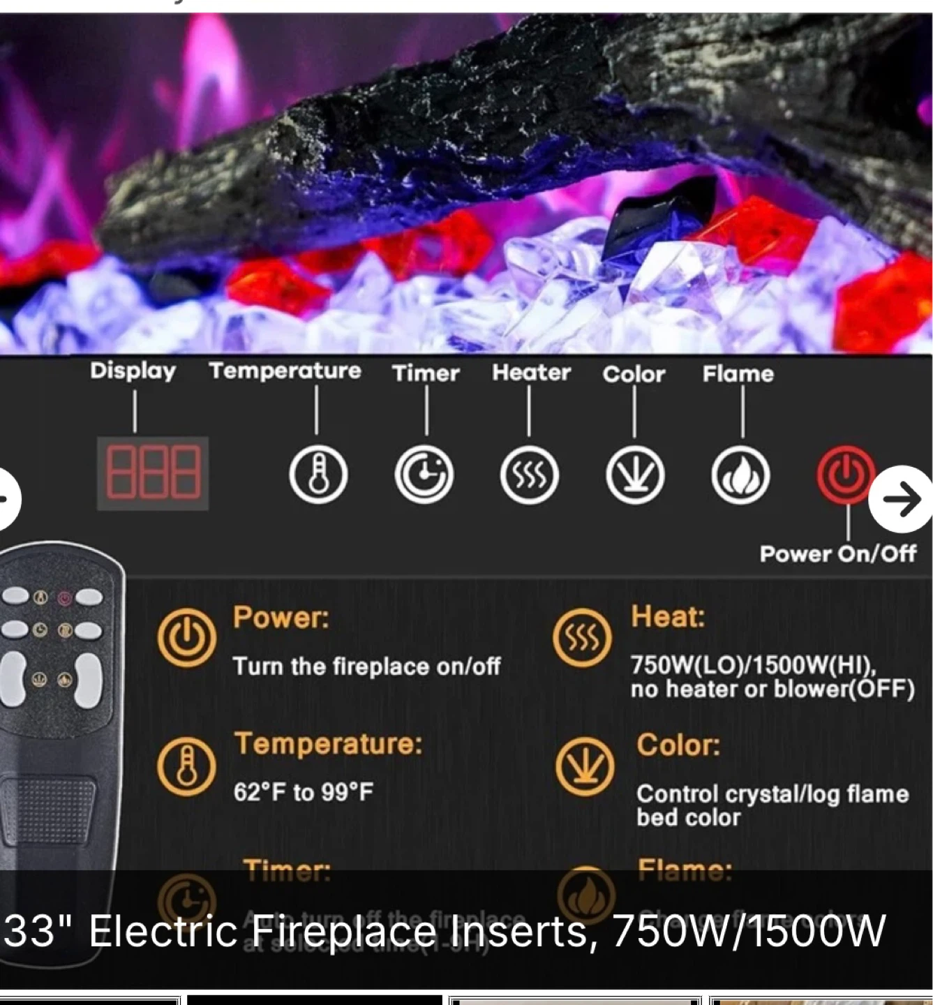 33" Electric Fireplace Insert - photo 3