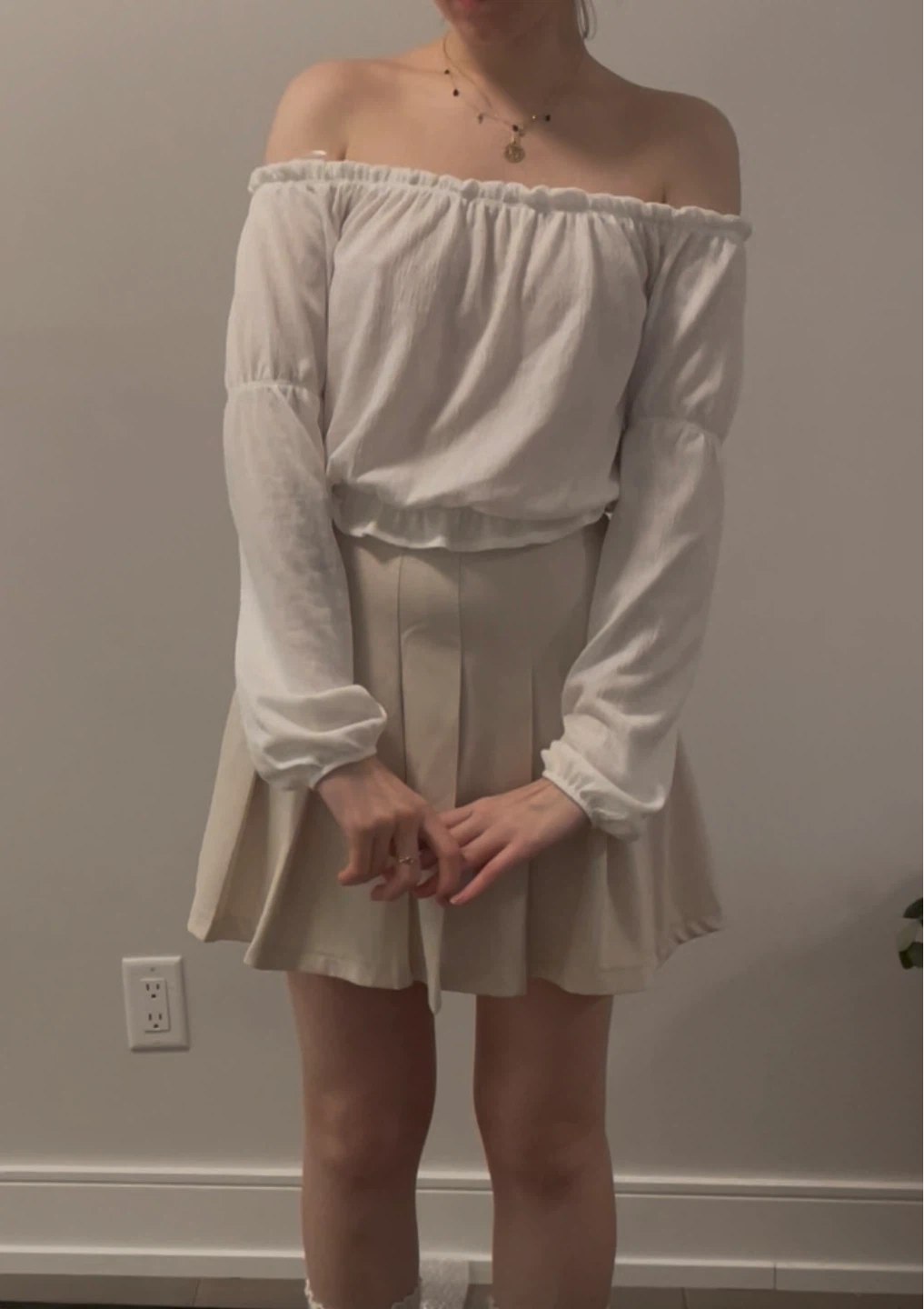 White Off-the-Shoulder Blouse