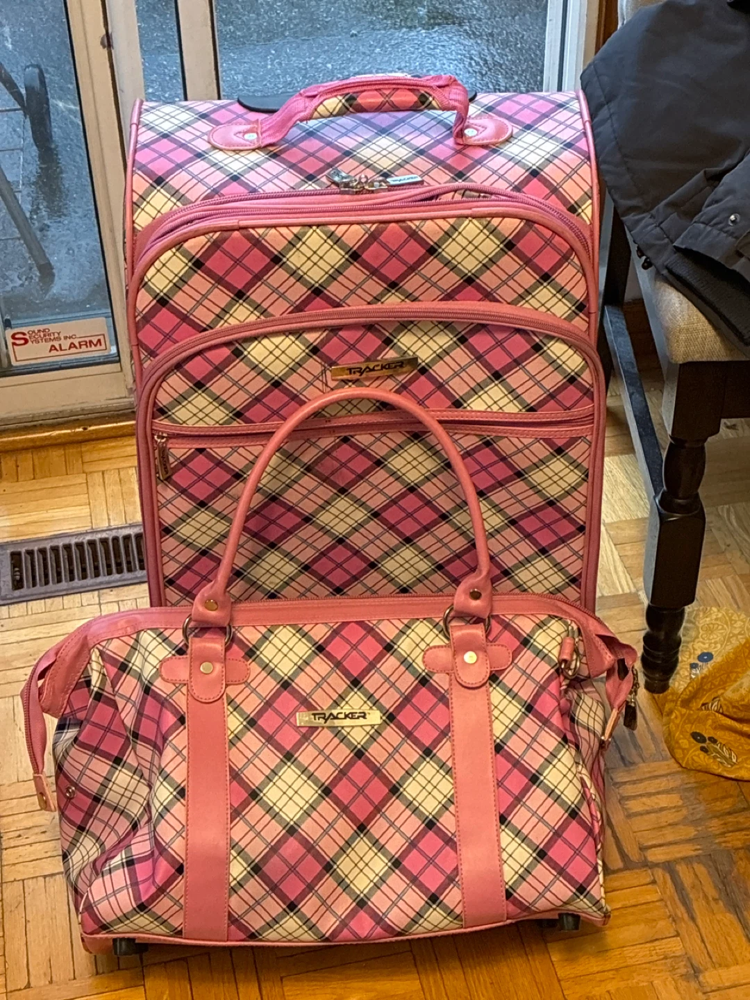Tracker Pink Plaid Luggage Set