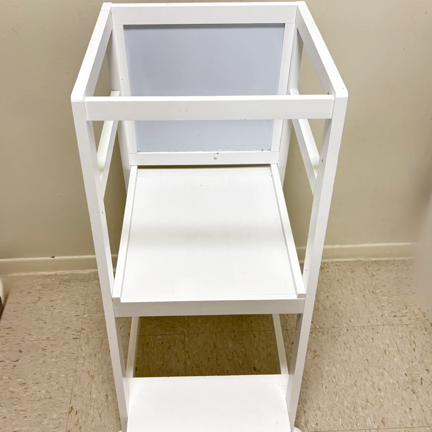 White Kitchen Helper Stool with Chalkboard