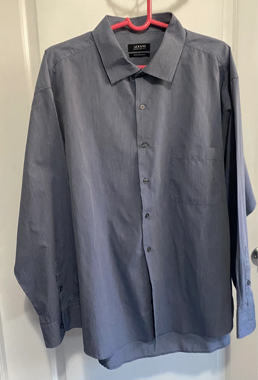 Alfani Men's Long Sleeve Button-Down Shirt - Blue, XXL