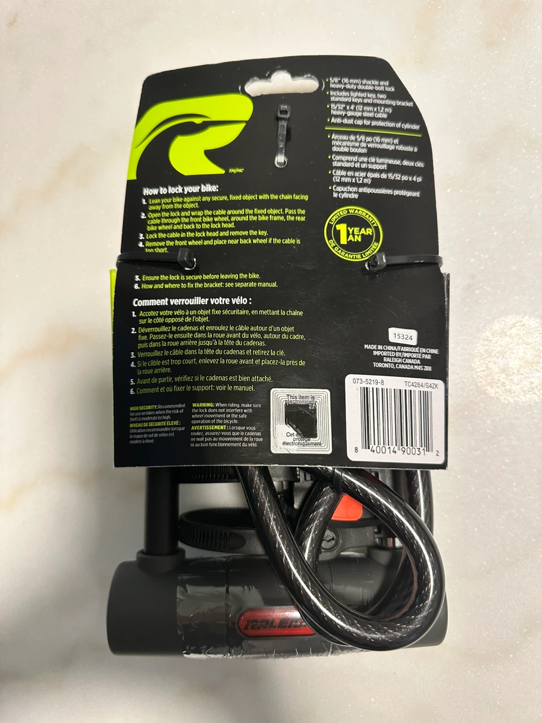 Raleigh 7" Key Lock with 4' Cable