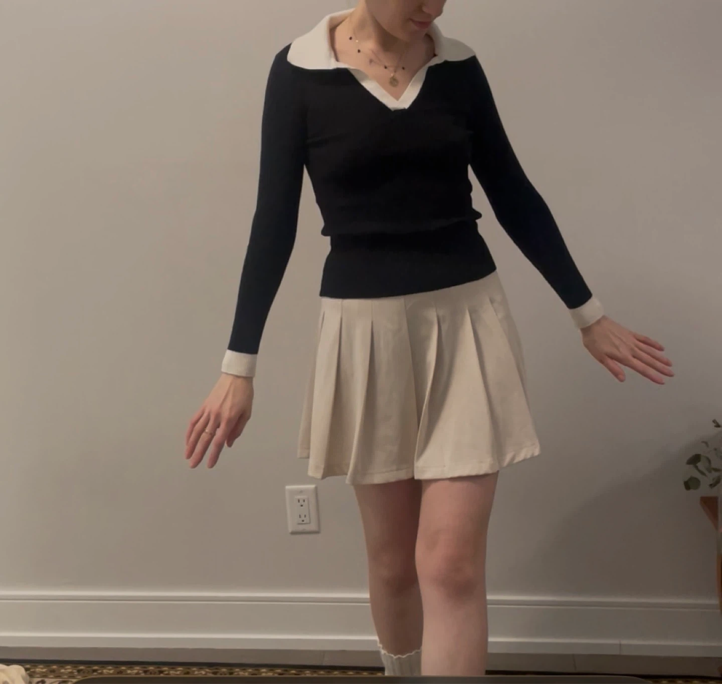 Black and White Collared Sweater