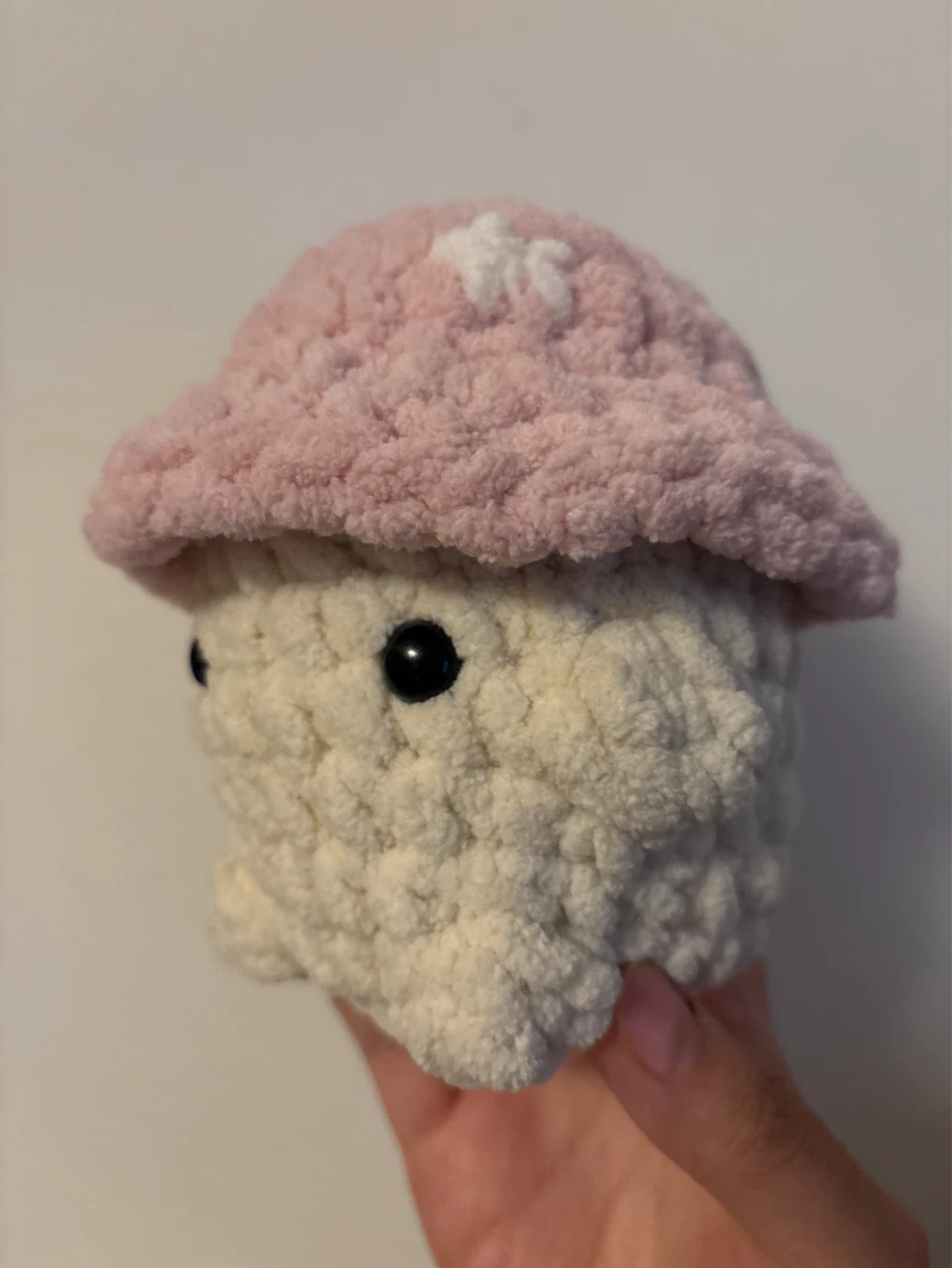 Crocheted Pink & White Mushroom Plushie - photo 4