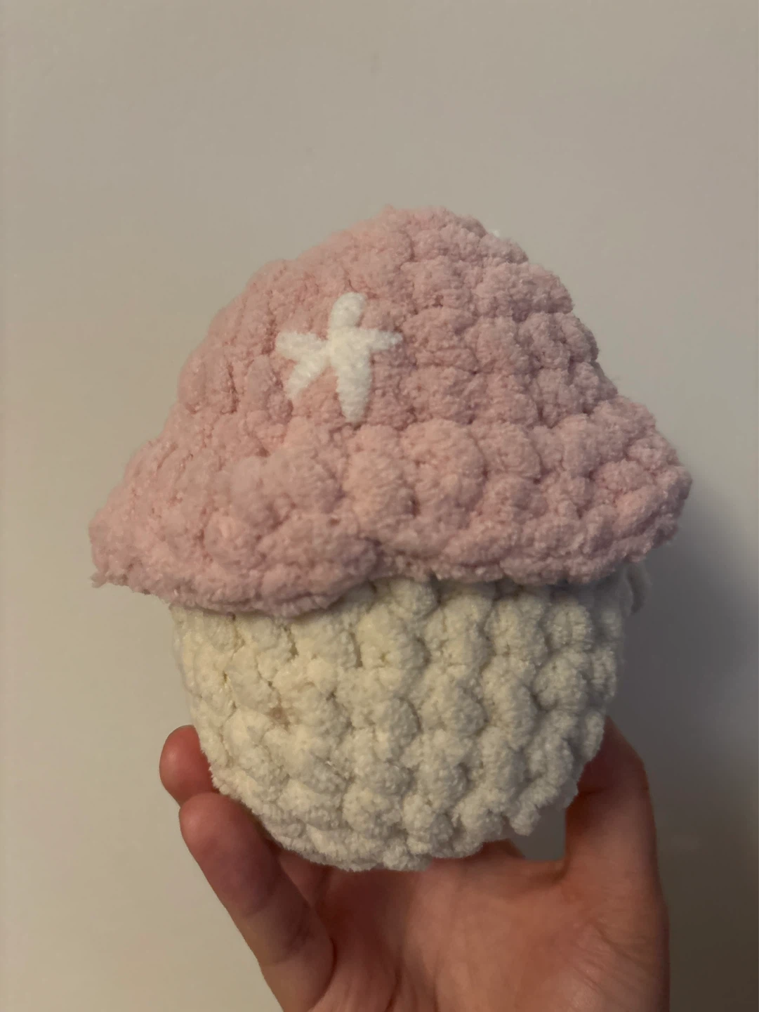 Crocheted Pink & White Mushroom Plushie - photo 2