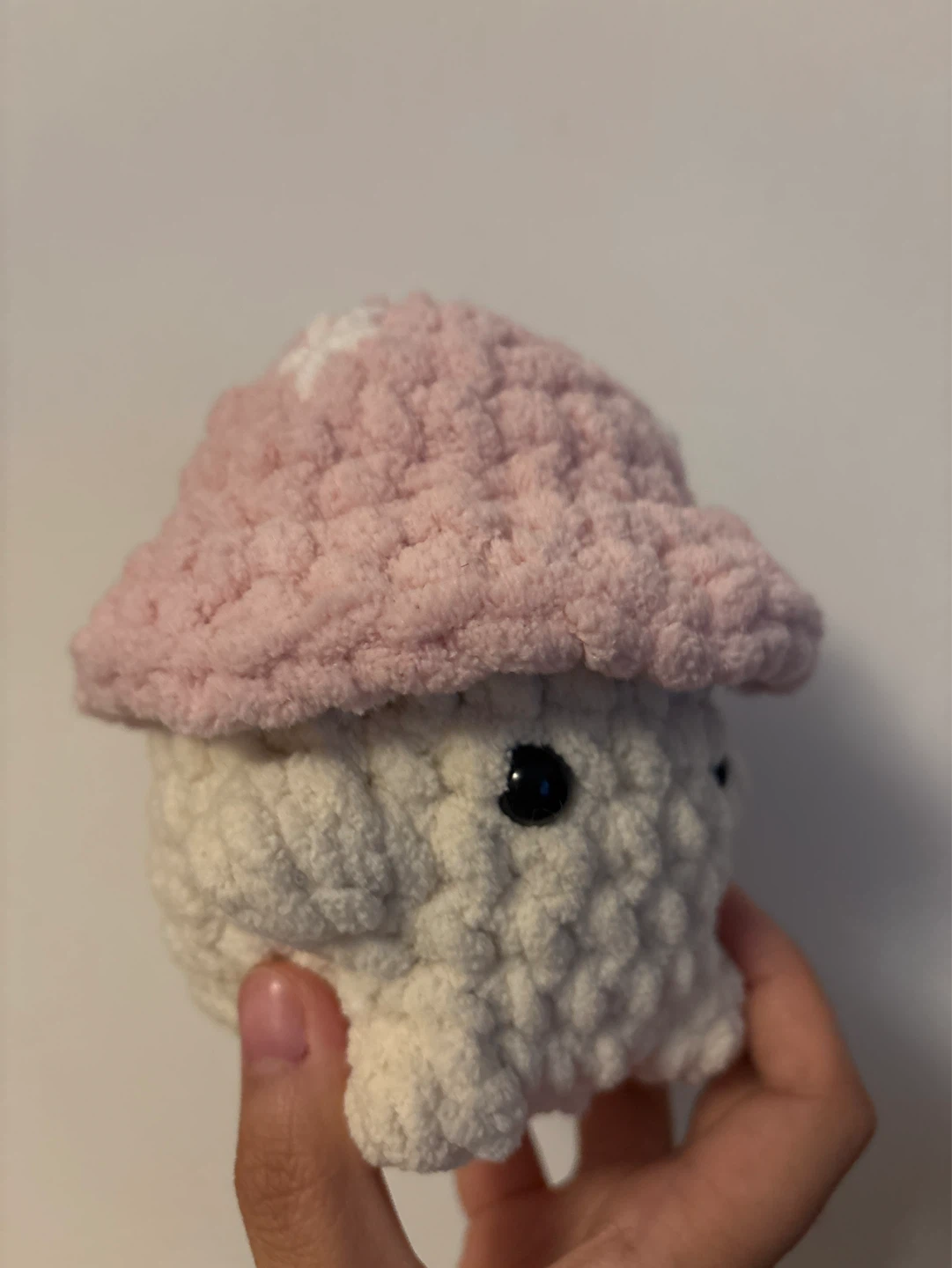 Crocheted Pink & White Mushroom Plushie - photo 3