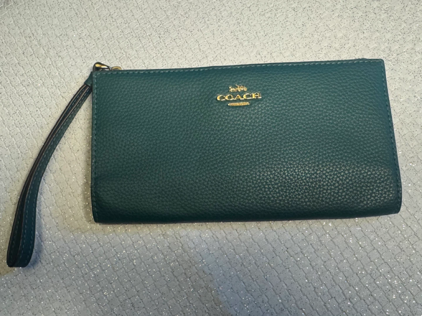 Coach Wristlet Wallet Teal Pebbled Leather - photo 2