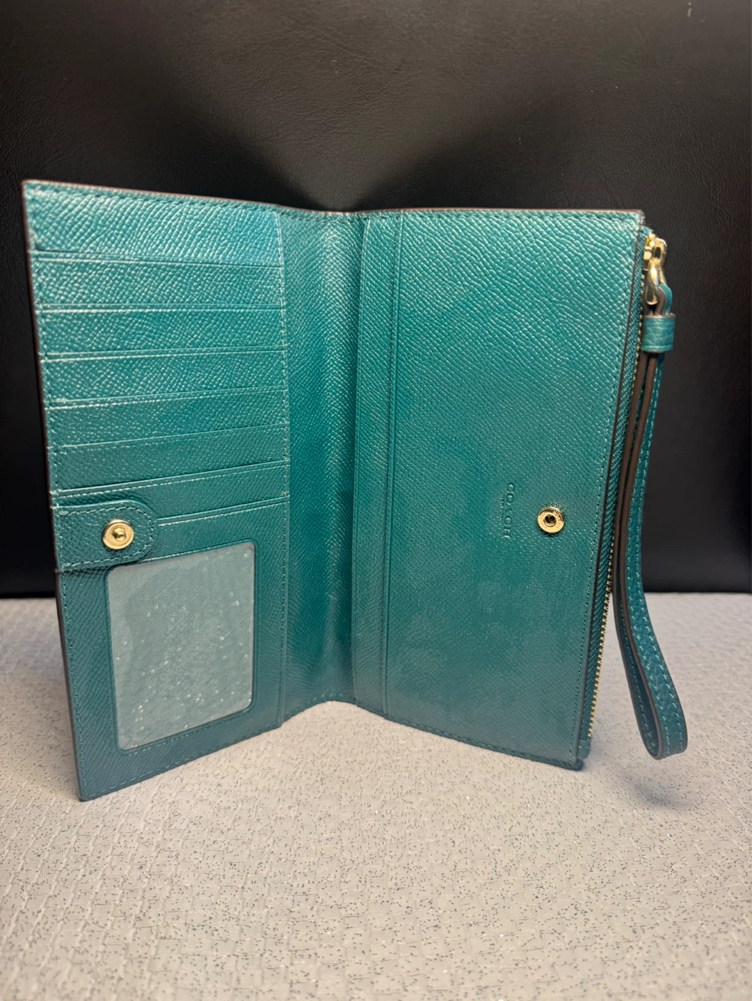 Coach Wristlet Wallet Teal Pebbled Leather - photo 4