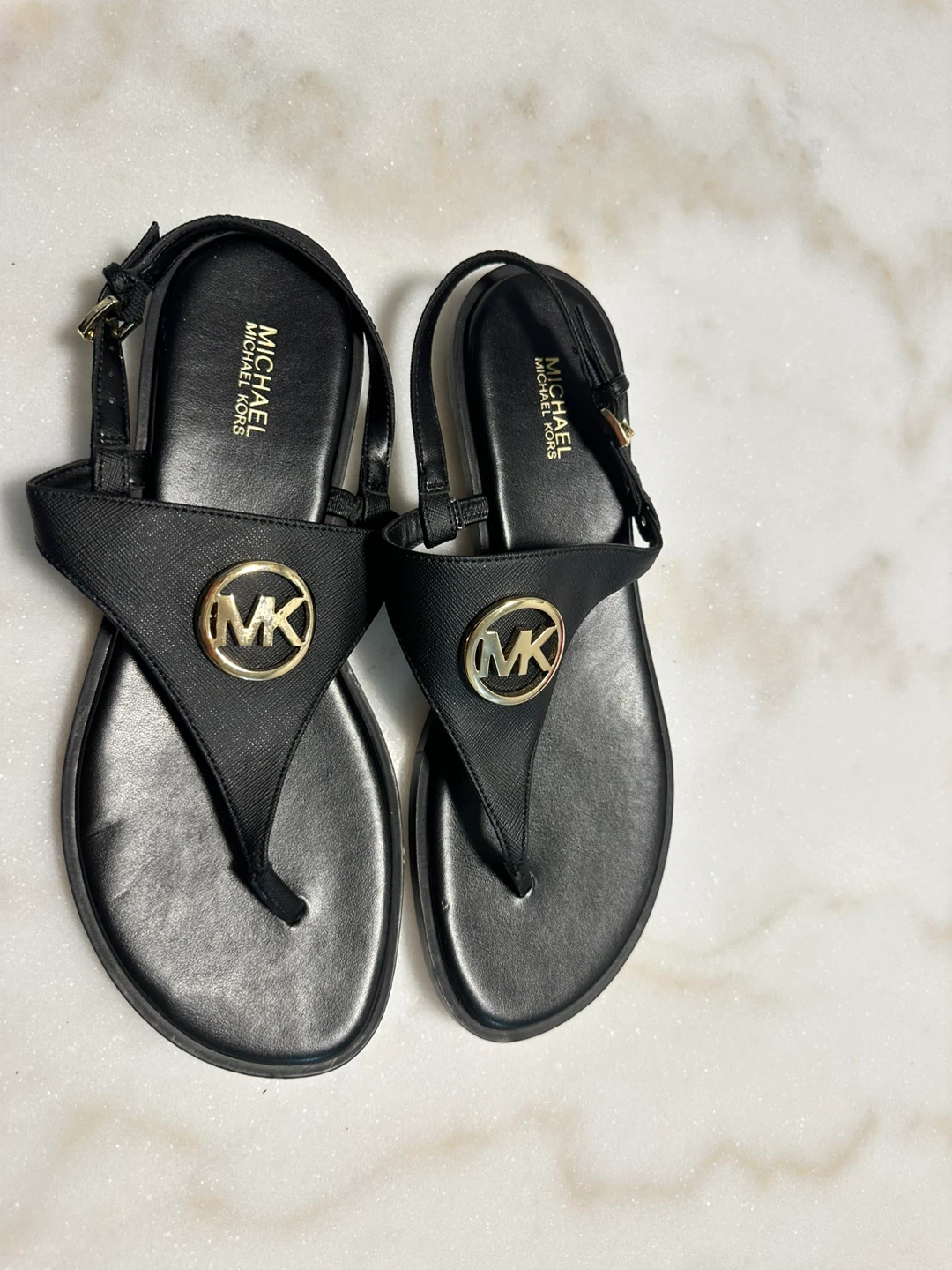 Michael Kors Black Logo Sandals Size 8M