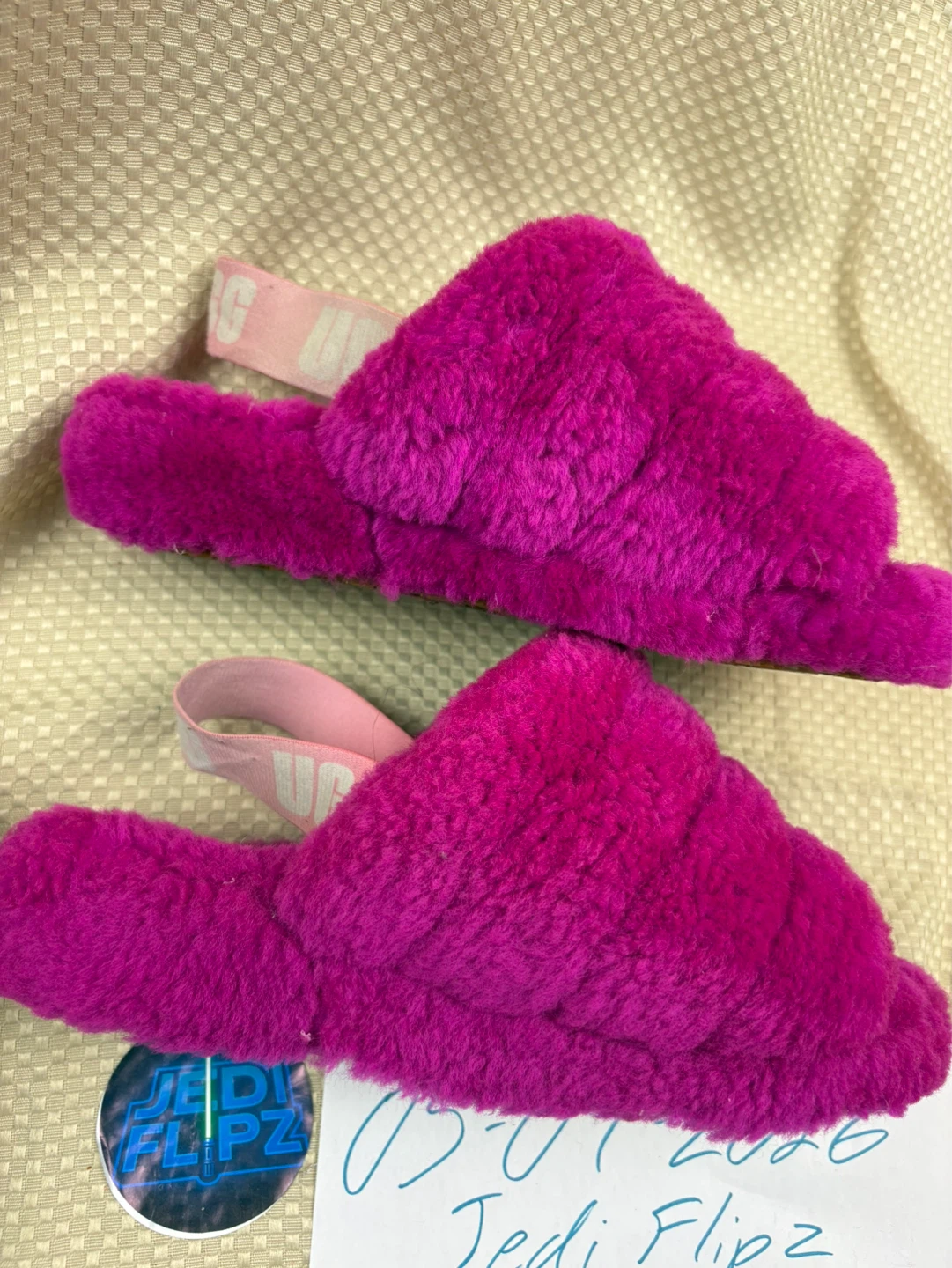 Ugg Fluff Yeah Slide Sandals - Fuchsia - Size 7 - photo 5
