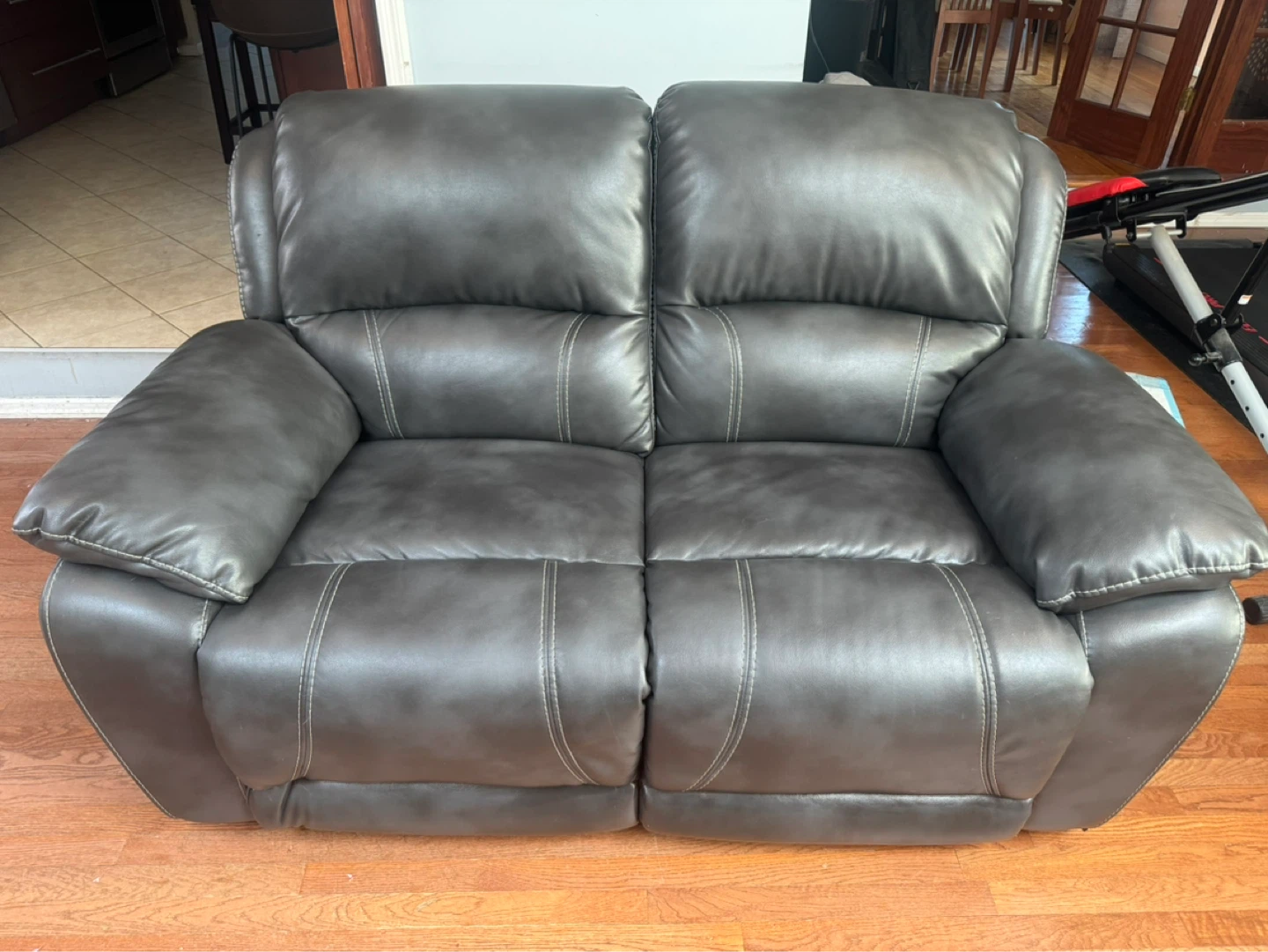 Gray Leather Loveseat Recliner