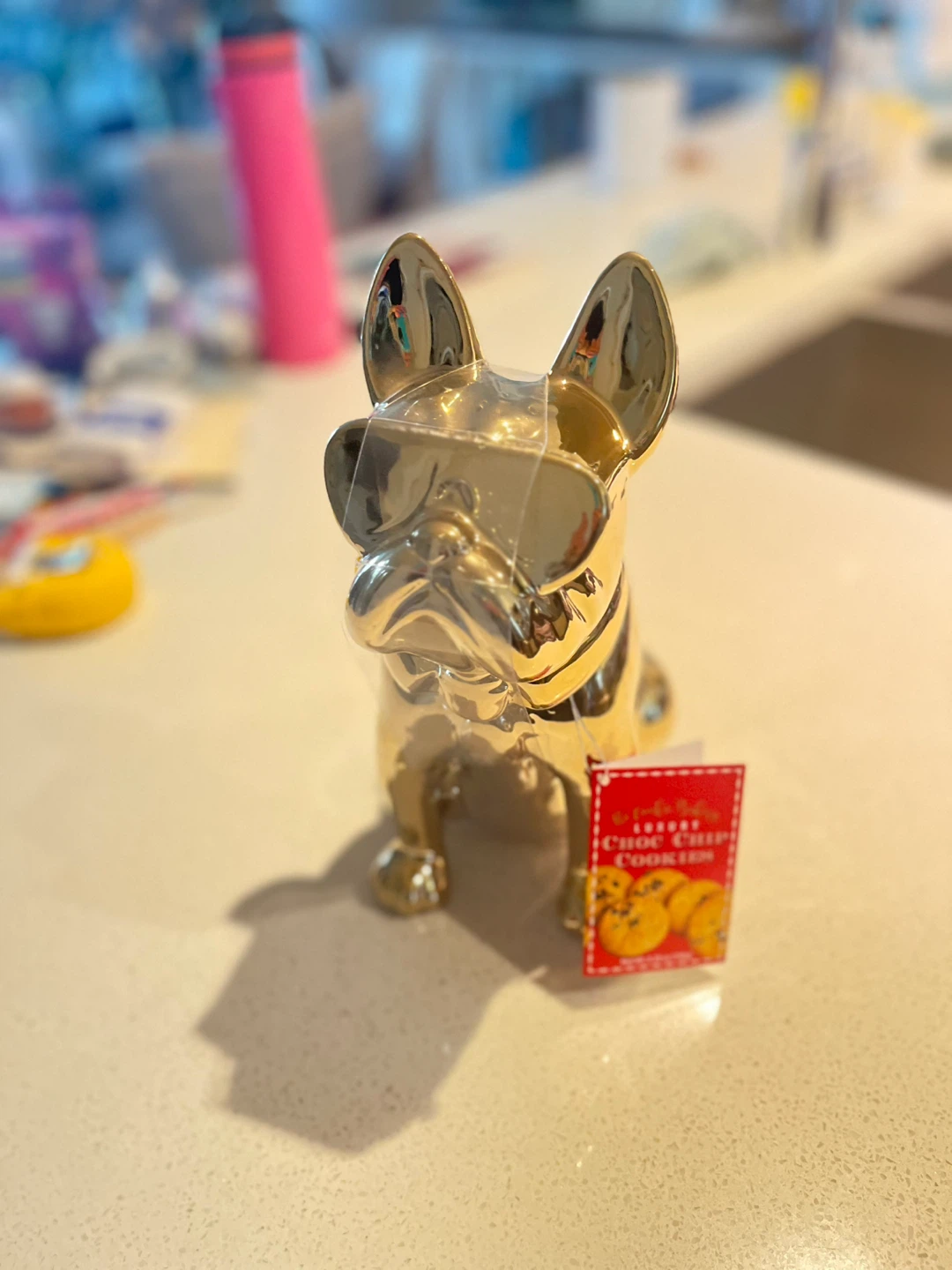 Ceramic gold colour Frenchi cookie jar 🐶