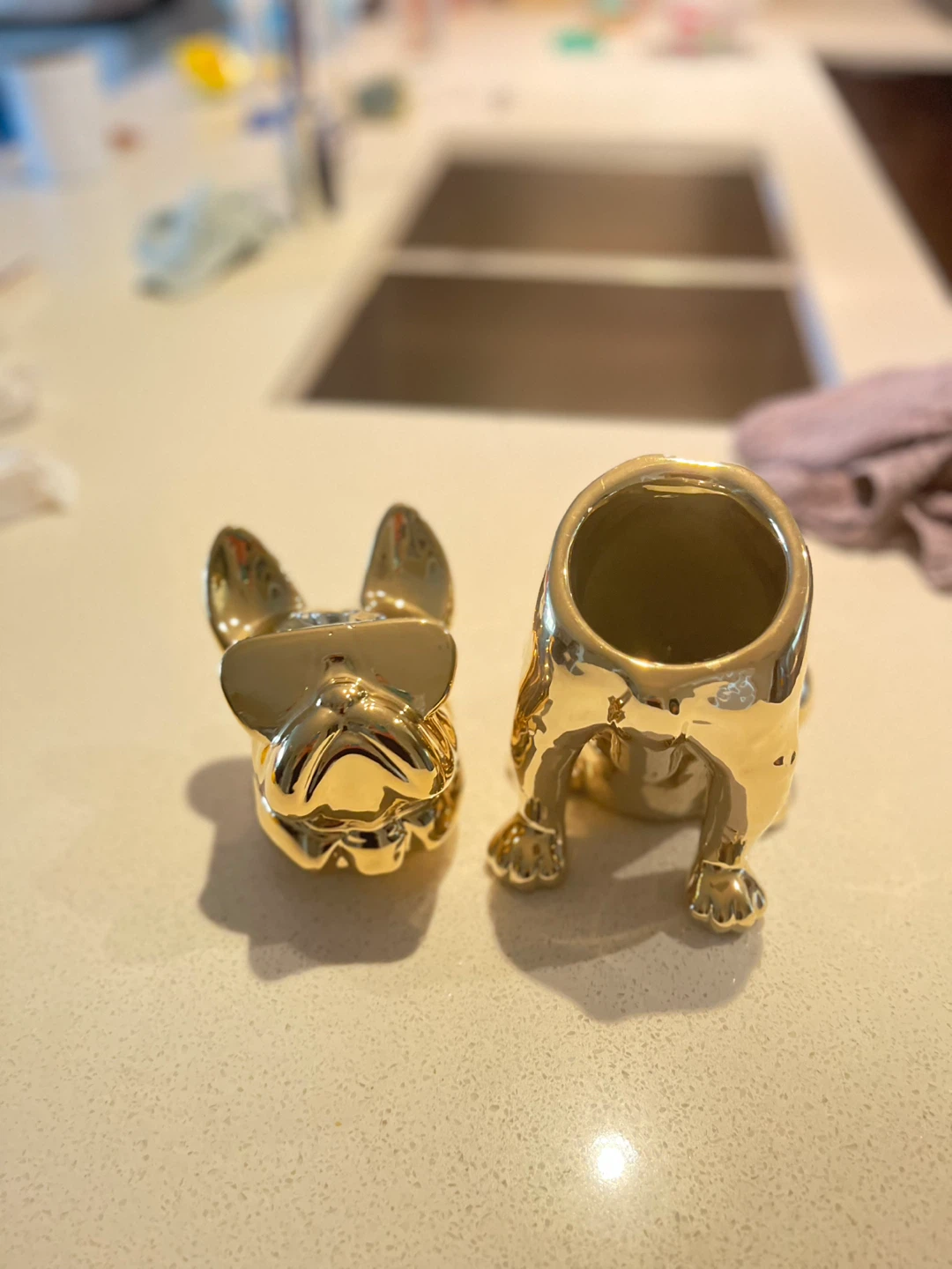 Ceramic gold colour Frenchi cookie jar 🐶 - photo 4