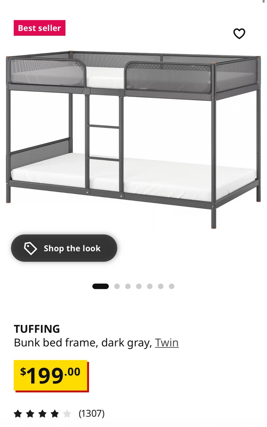 IKEA TUFFING Bunk Bed Frame - Dark Gray - photo 2