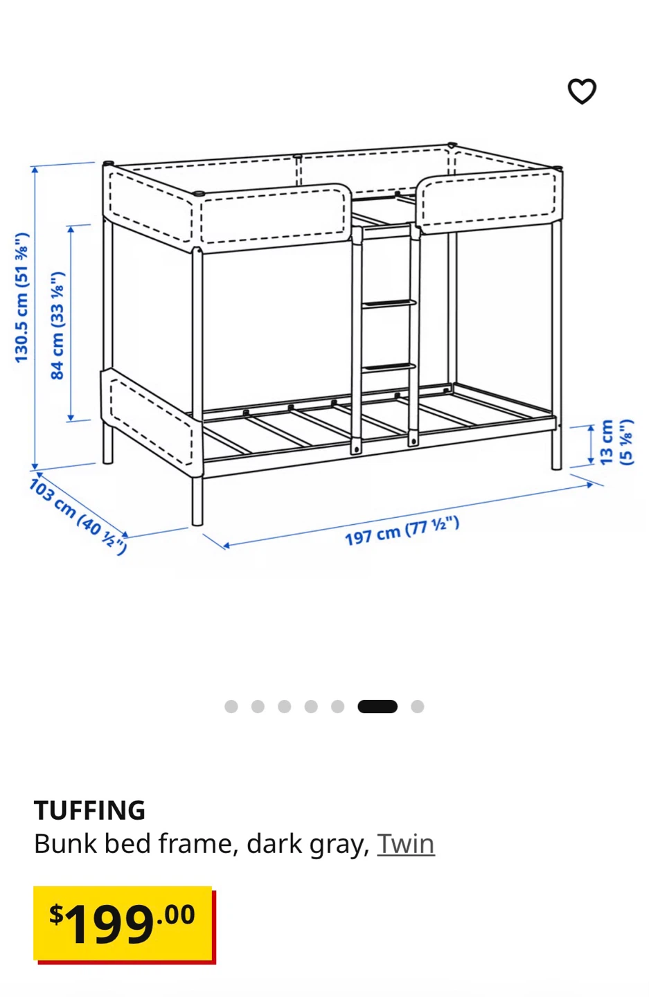 IKEA TUFFING Bunk Bed Frame - Dark Gray - photo 3