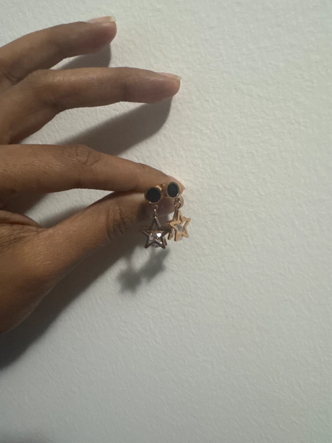 Rose Gold Star Dangle Earrings with Clear Stones - photo 2