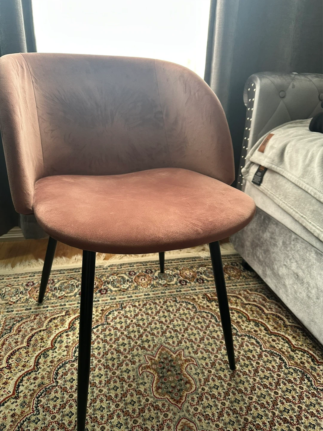 Pink Velvet Accent Chair