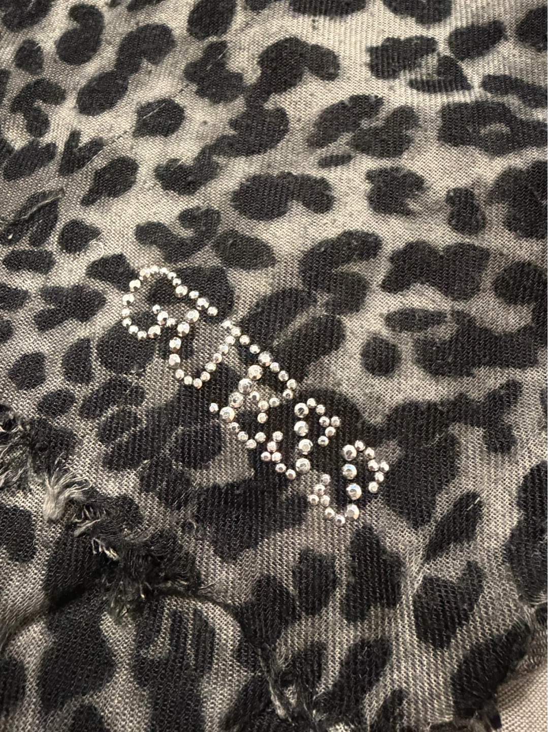 Guess Leopard Print Scarf with Rhinestones - photo 2