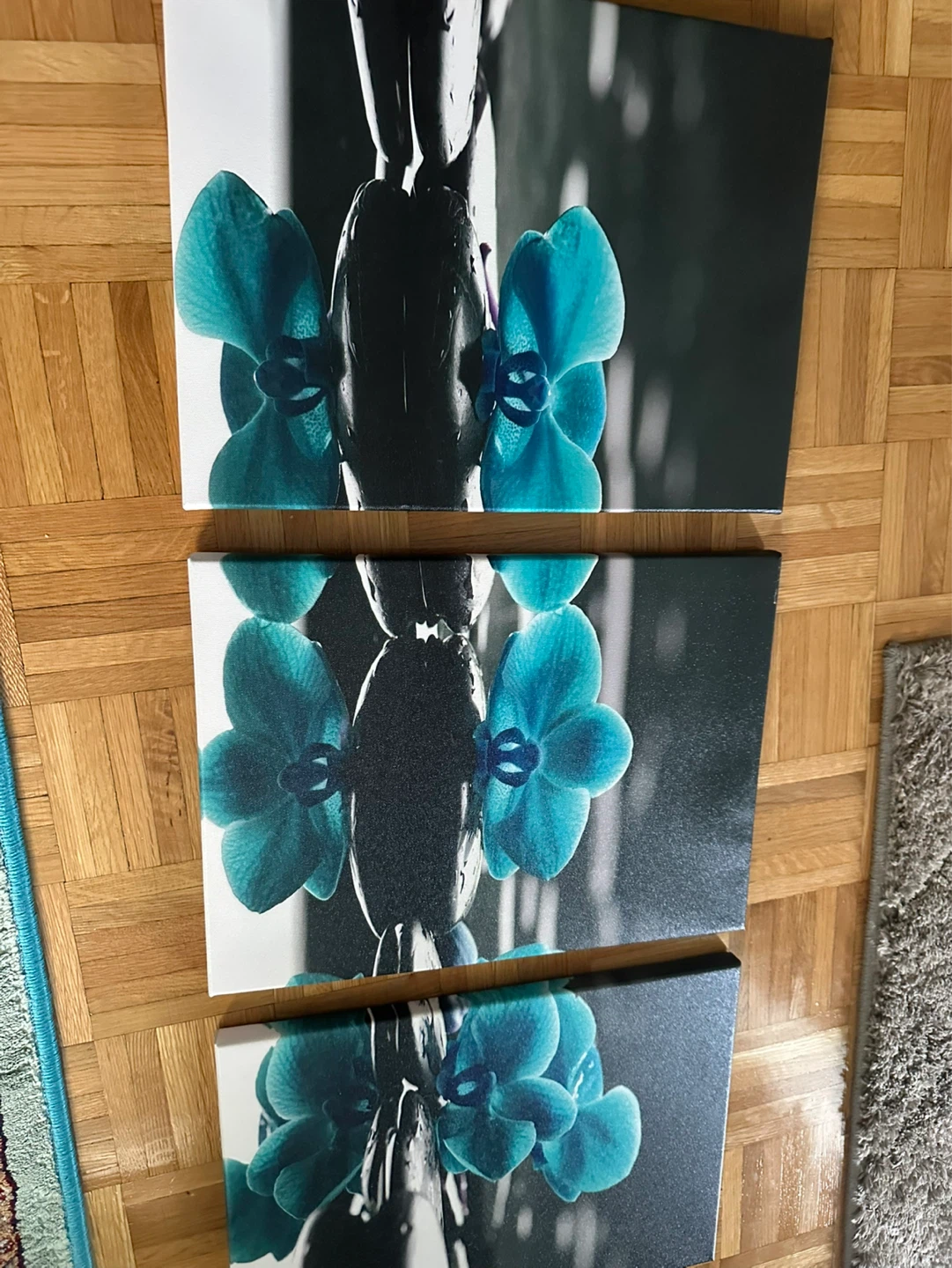 Set of 3 Canvas Prints - Blue Orchids - photo 2