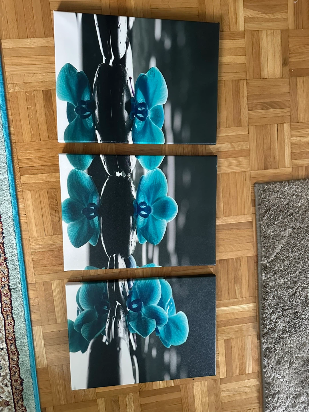 Set of 3 Canvas Prints - Blue Orchids - photo 3