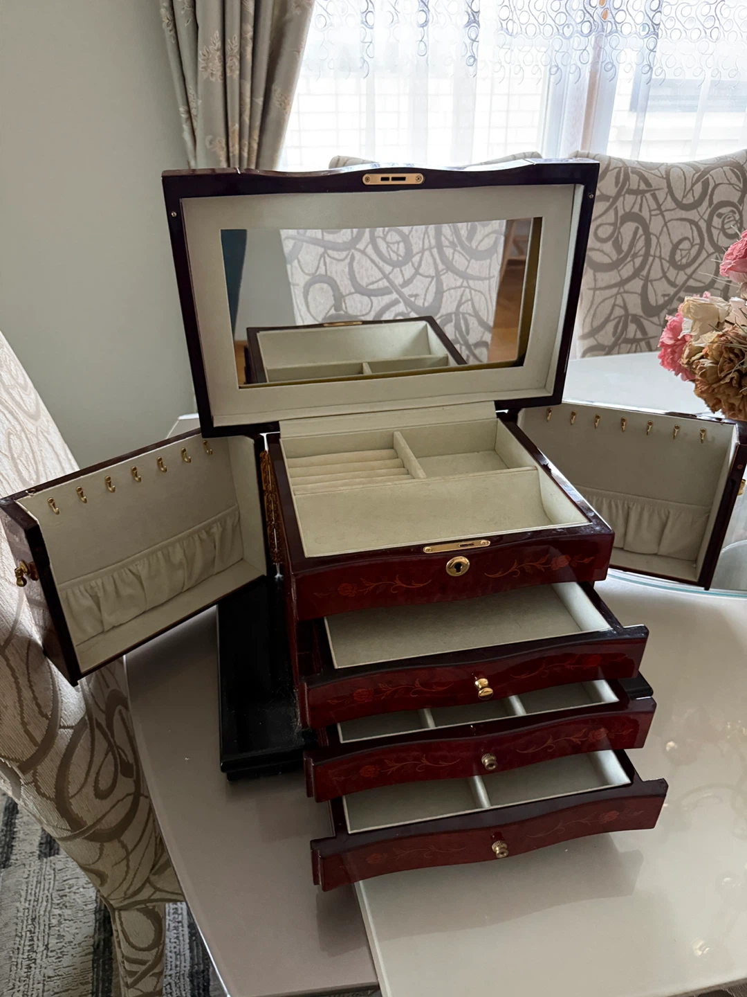 Jewelry Box with Mirror and Drawers