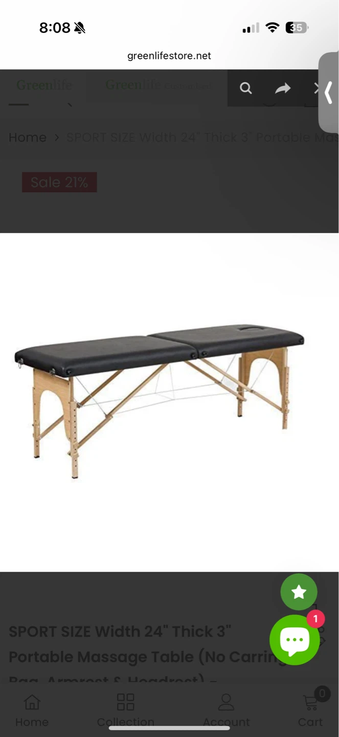 Greenlife Sport Size 24" Portable Massage Table