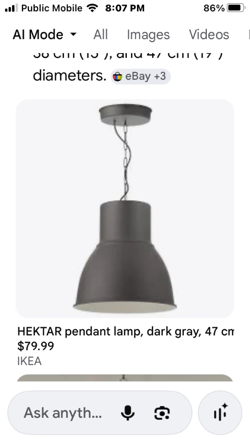 IKEA HEKTAR pendant lamp in dark gray. - photo 2
