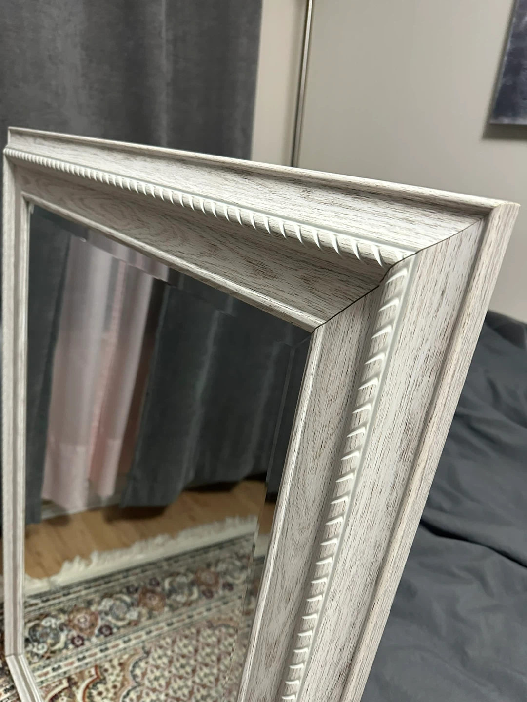 Large Decorative Mirror with White Wood-Look Frame - photo 3