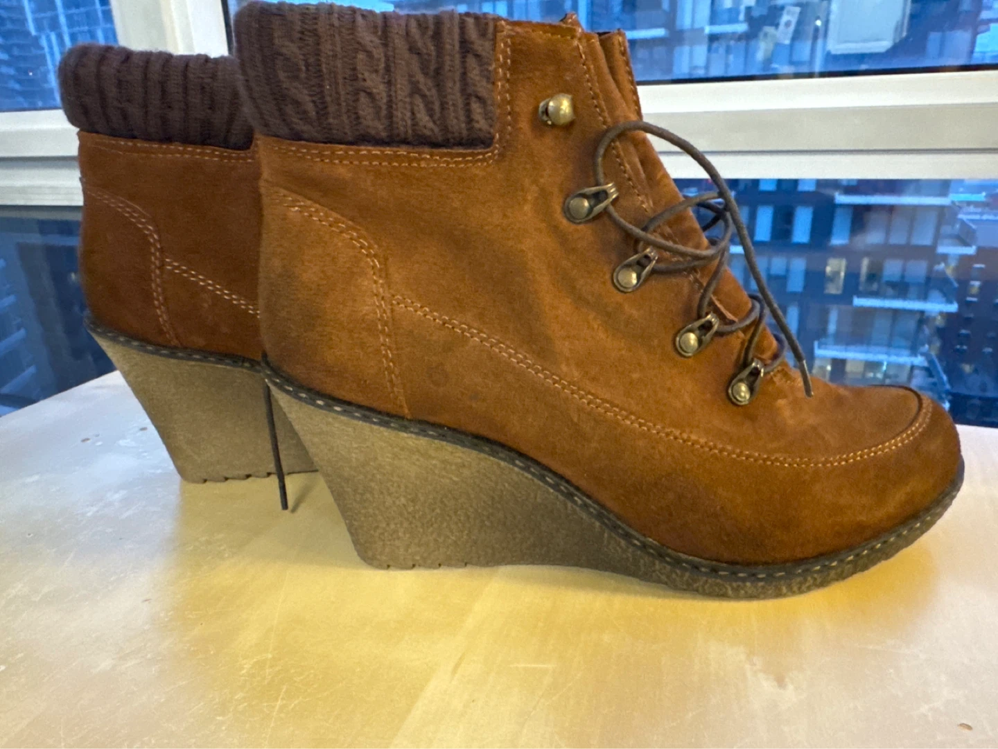 Brown Suede Wedge Ankle Boots - photo 2