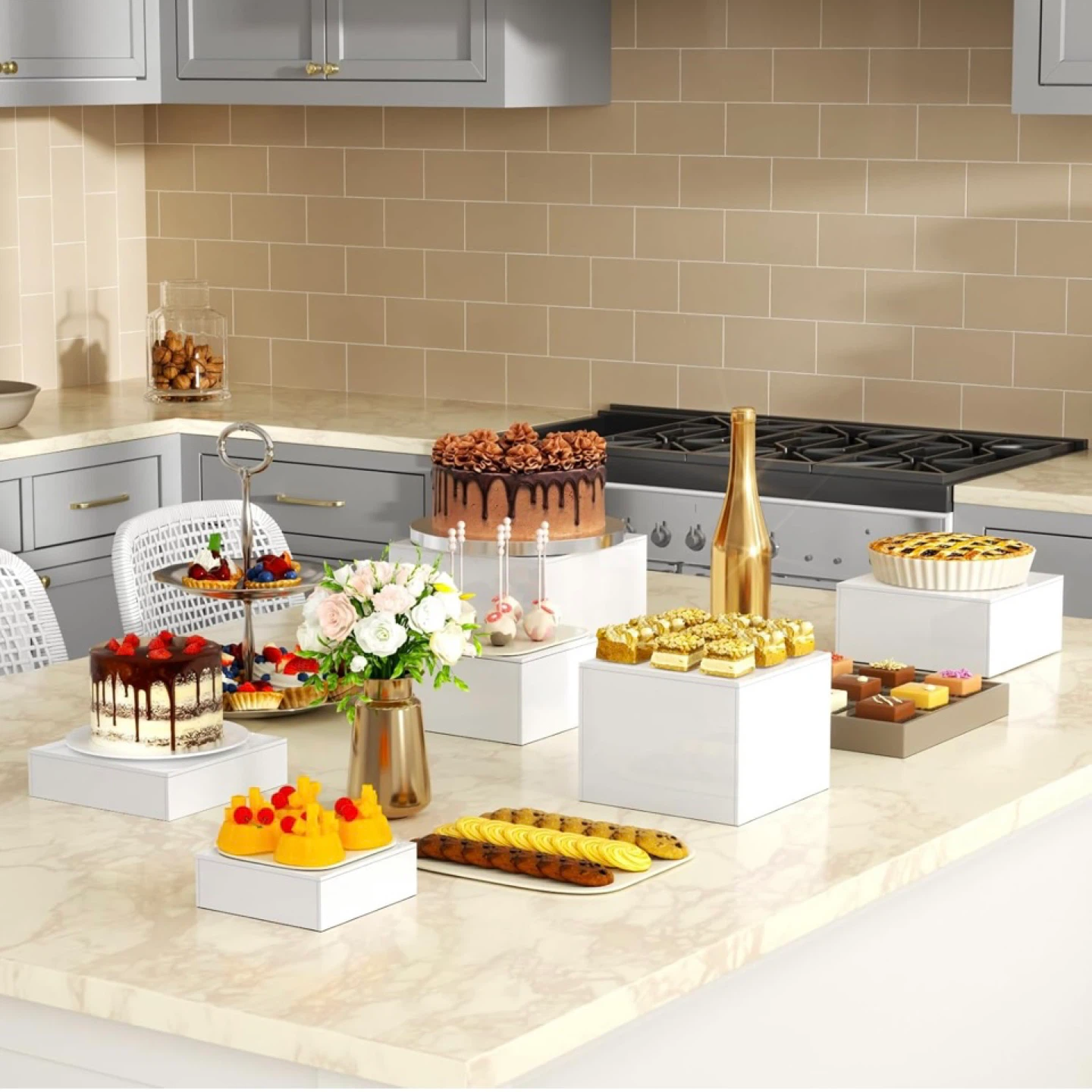 8"x9"x10", Buffet Risers, Food Display Stands for Party, 3PCS Ac - photo 3