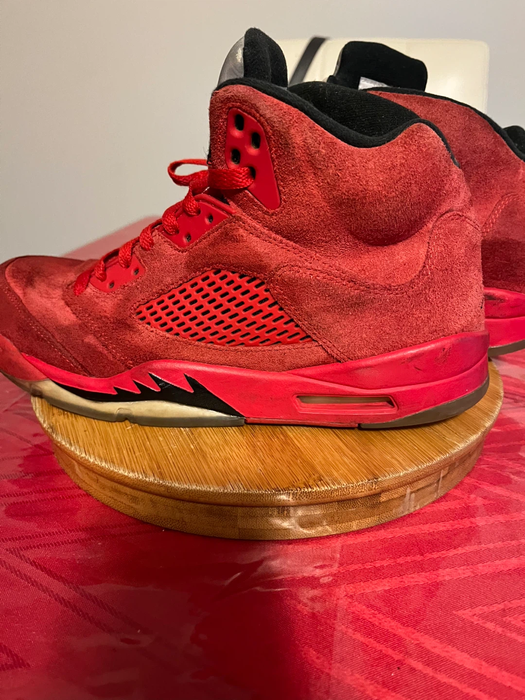 Air Jordan 5 Red Suede Sneakers size 10 - photo 3