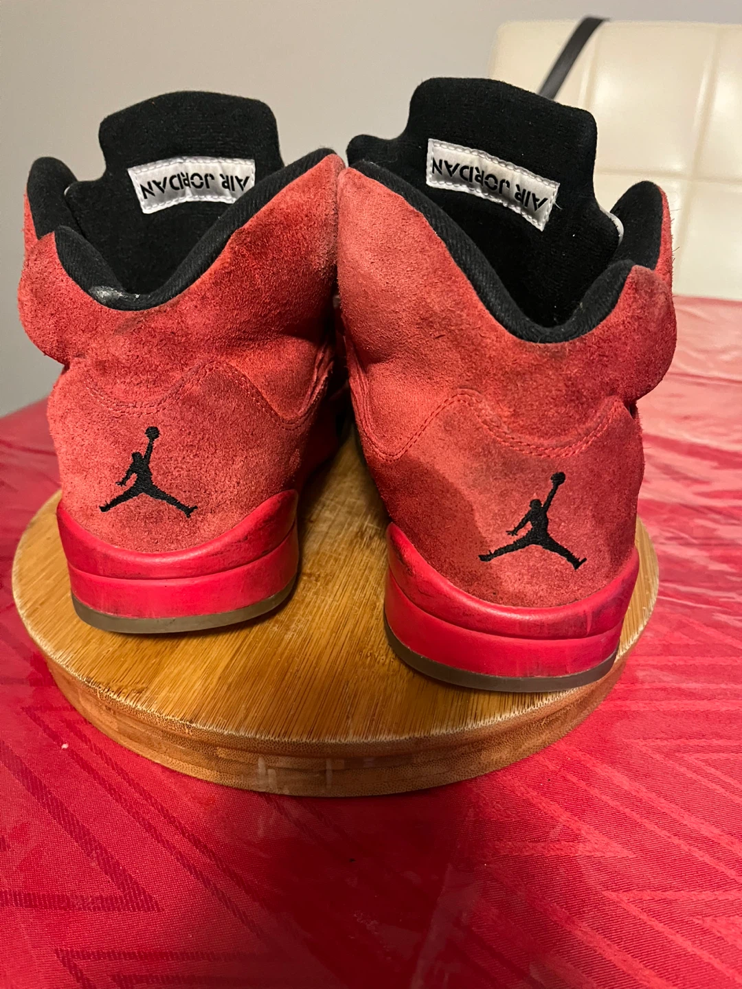 Air Jordan 5 Red Suede Sneakers size 10 - photo 2
